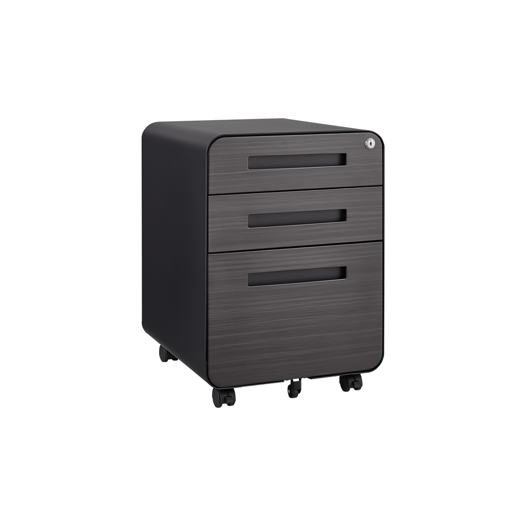 3 Drawer Mobile File Cabinet Under Desk Office,Simple Style Versatile Storage Cabinet for Legal/Letter/A4 Files, 5 Wheel Design Anti-Tilting Cold Rolled Steel Waterproof Moisture-Proof Black