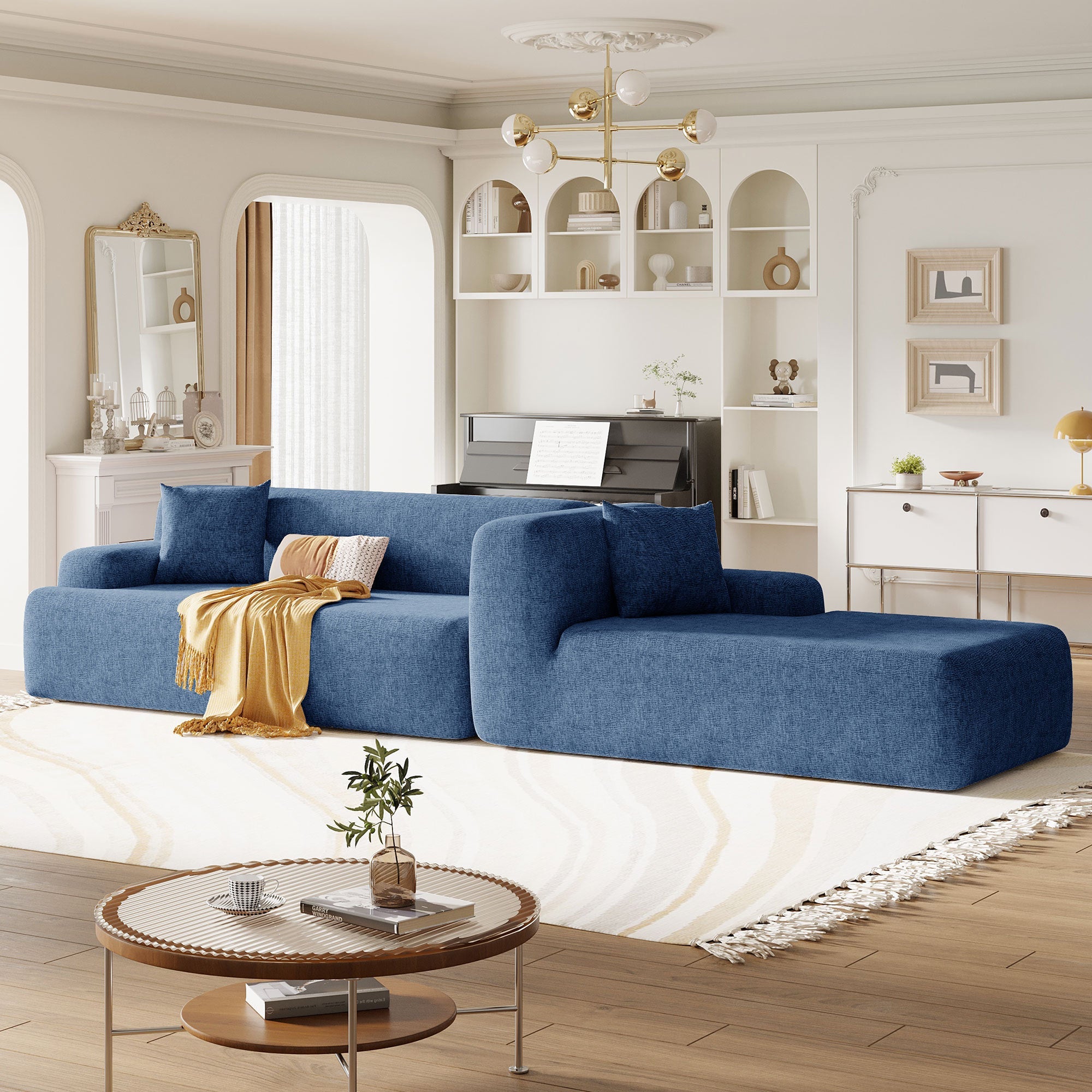 U_Style Modern Large L-Shape Modular Sectional Sofa for Living Room, Bedroom, Salon, 2 Piece Free Combination, Simplified Style(old sku:WY000356AAC)
