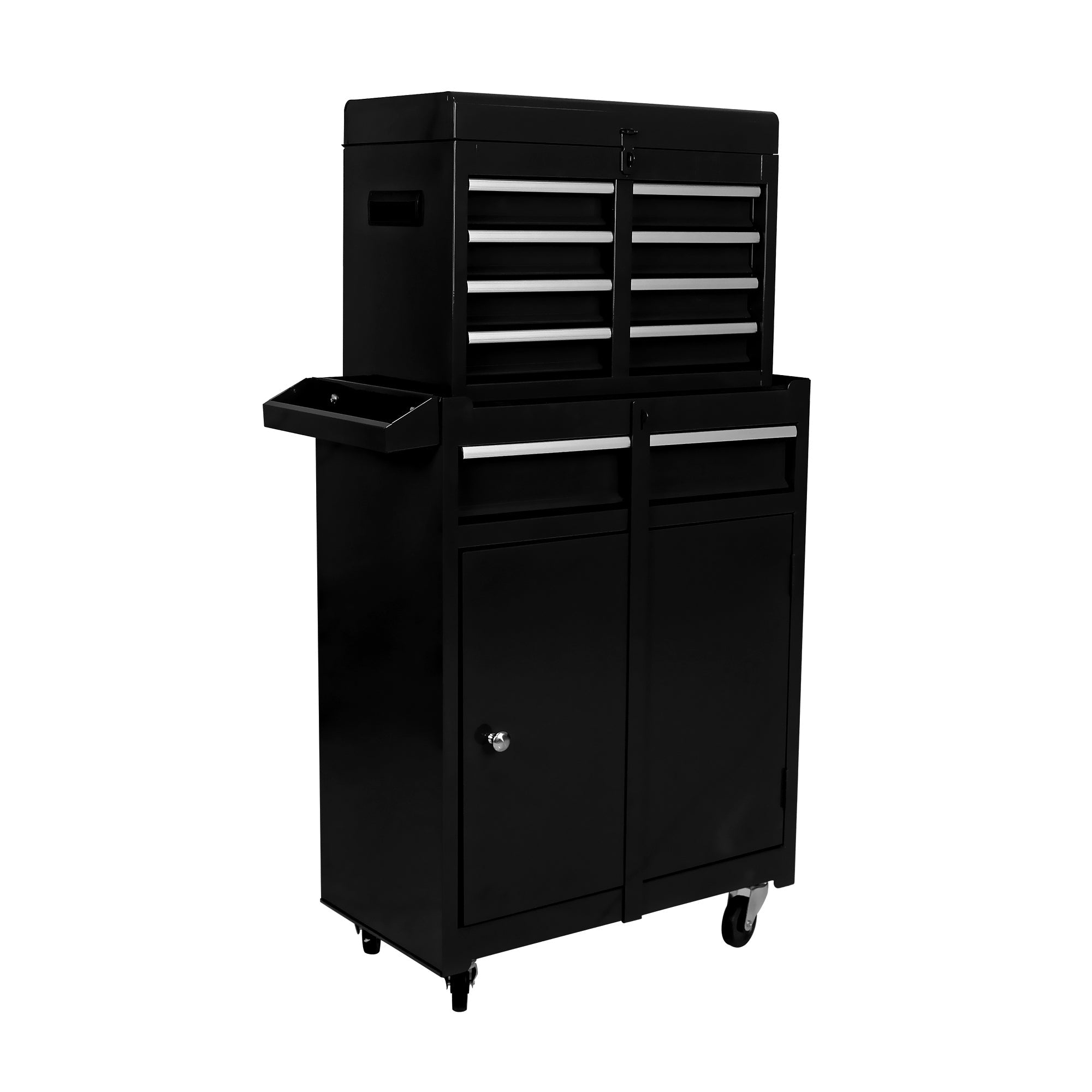 Rolling Tool Chest, 5-Drawer Tool Box Organizer w/Lockable Wheels & Sliding Drawers & Detachable Top & Adjustable Shelf, Tool Storage Cabinet for Garage Workshop(BLACK)