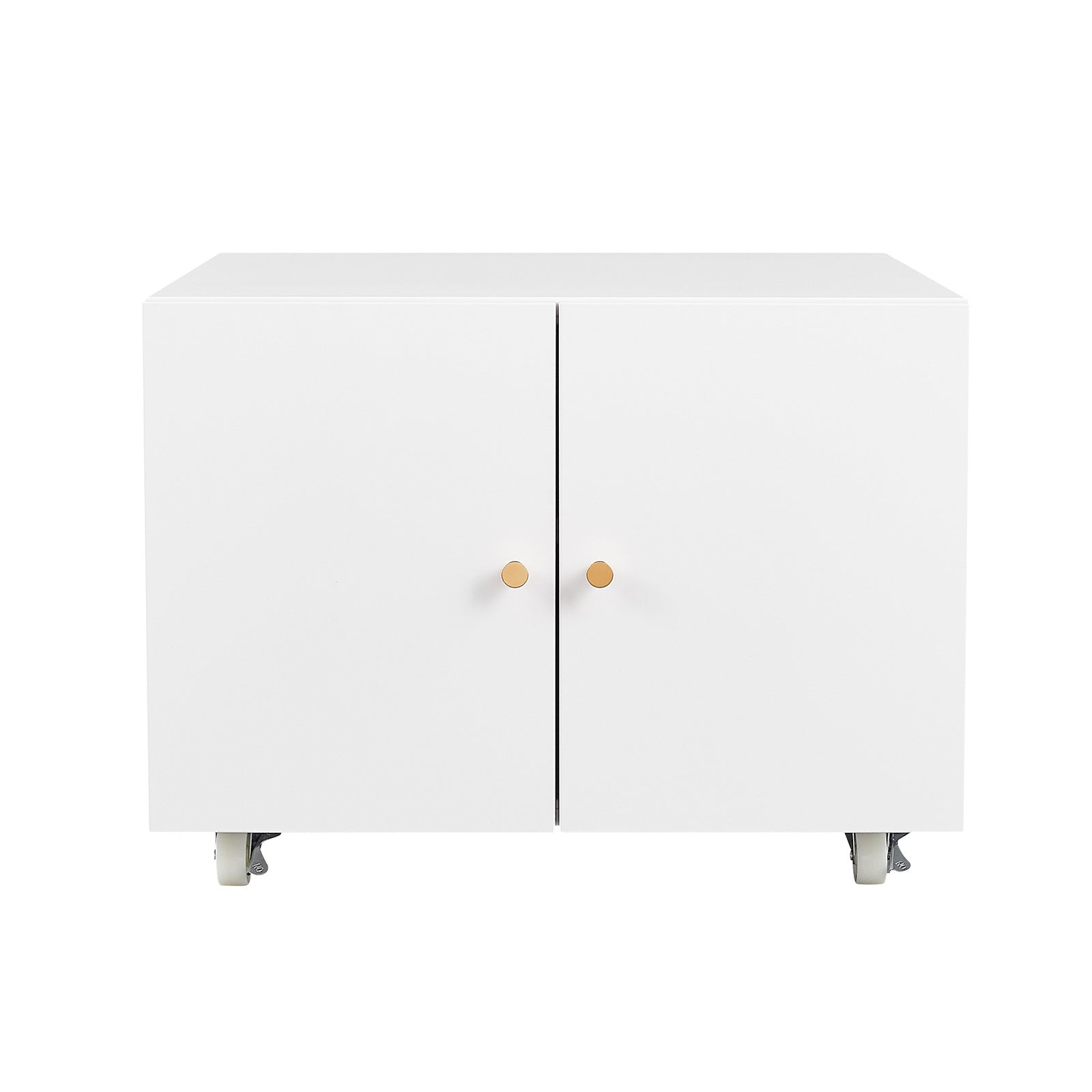 White Steel 2-Door Copier Cabinet with Mobile Pedestal and Printer Stand