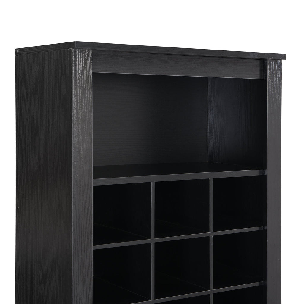 ON-TREND Stylish Design 30 Shoe Cubby Console, Contemporary Shoe Cabinet with Multiple Storage Capacity, Free Standing Tall Cabinet with Versatile Use for Hallway,  Bedroom, Black