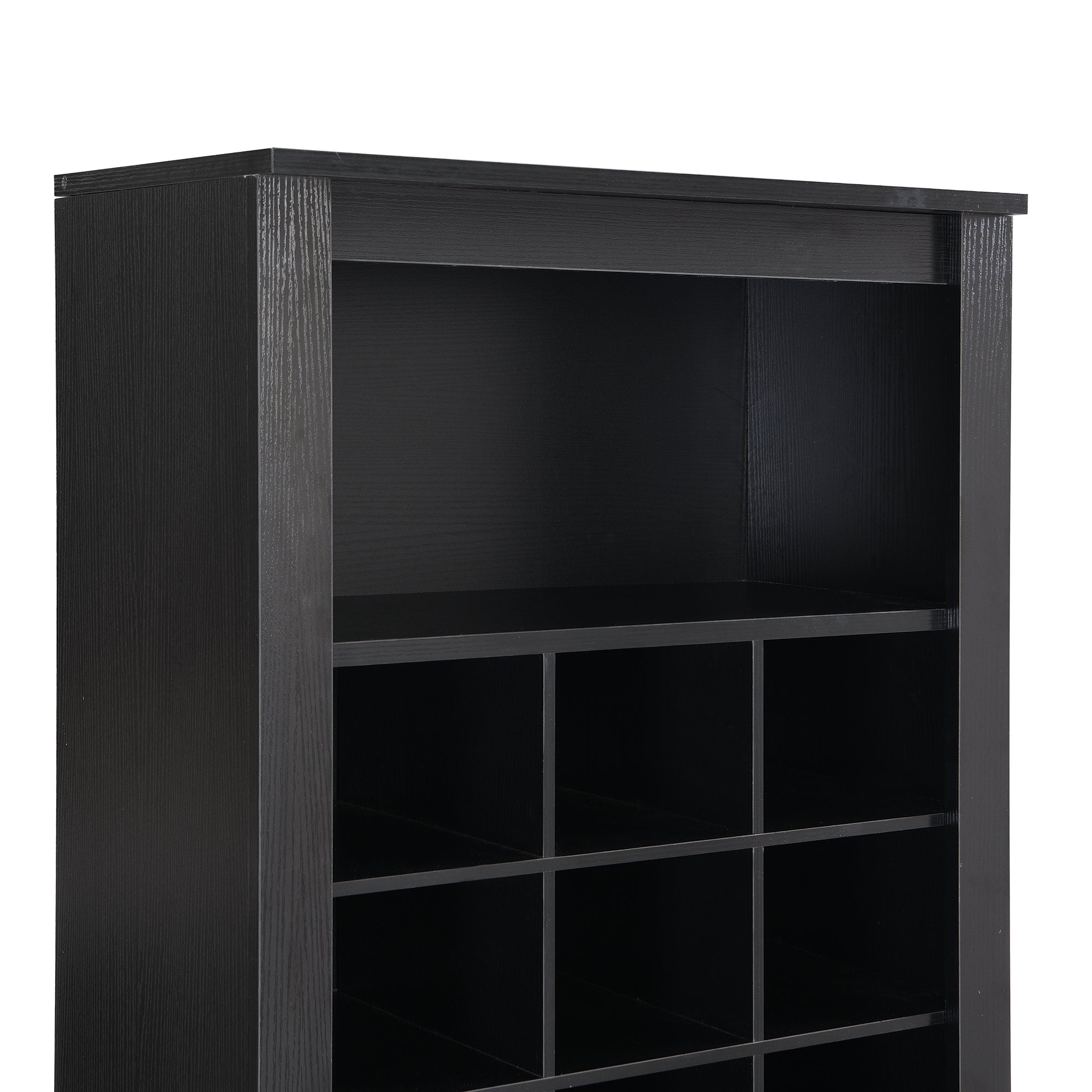ON-TREND Stylish Design 30 Shoe Cubby Console, Contemporary Shoe Cabinet with Multiple Storage Capacity, Free Standing Tall Cabinet with Versatile Use for Hallway,  Bedroom, Black