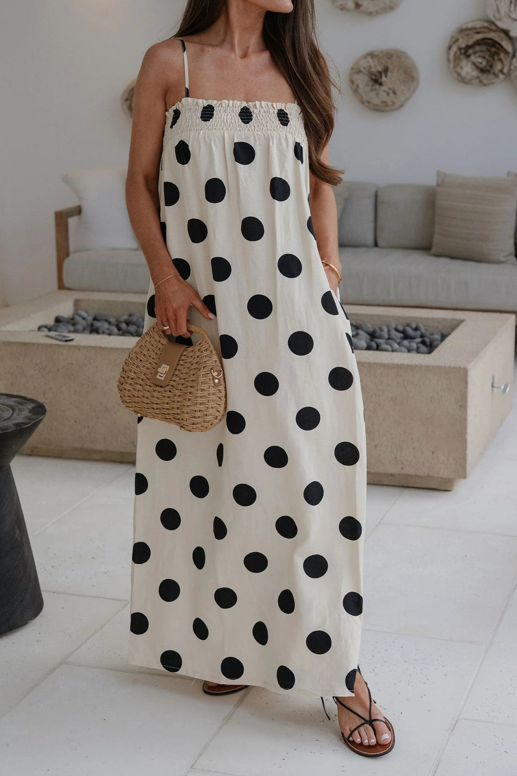 Polka Dot Spaghetti Strap Maxi Dress