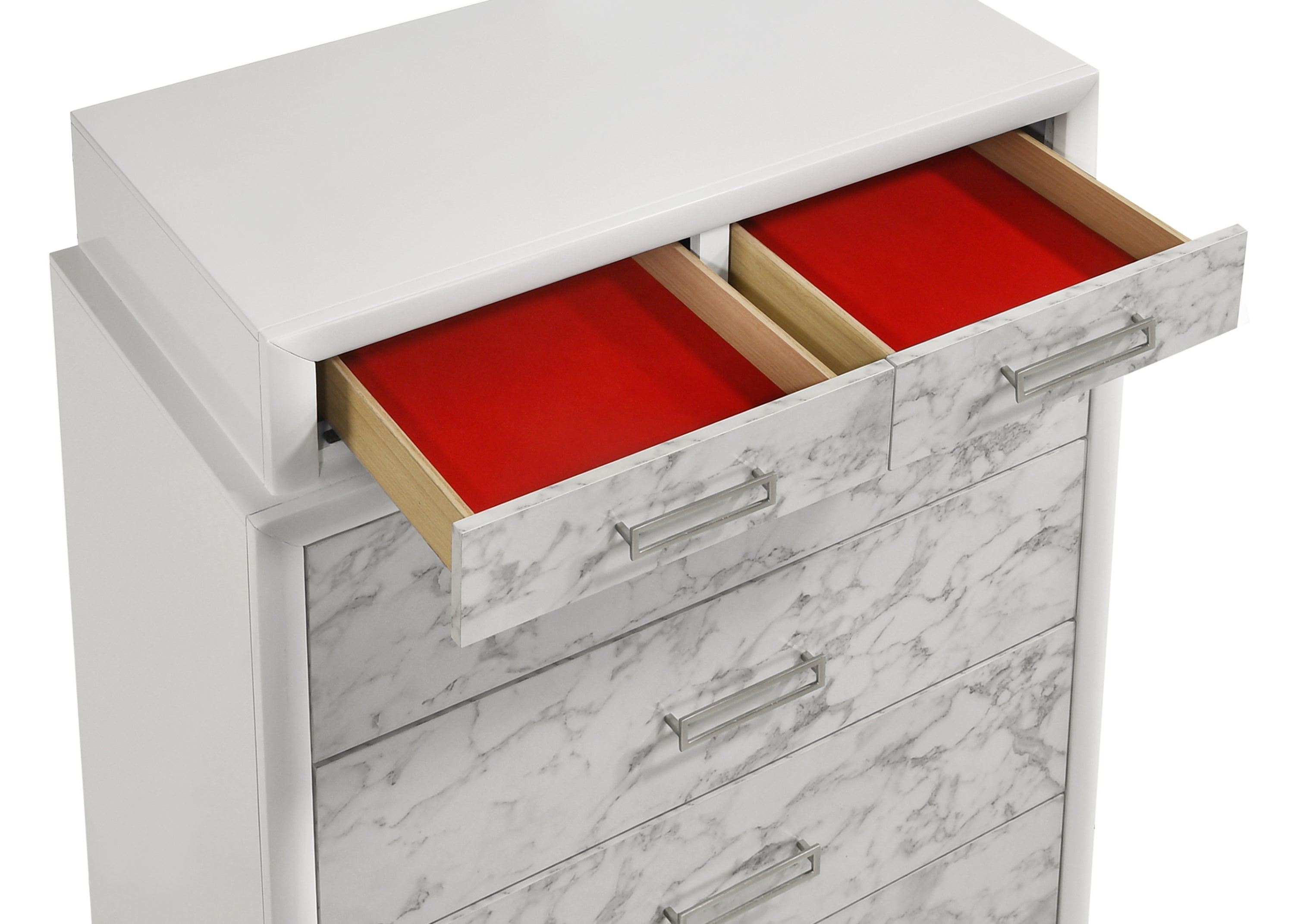 Soul Modern style Full 5PC bedroom set made with wood and Drawers in white