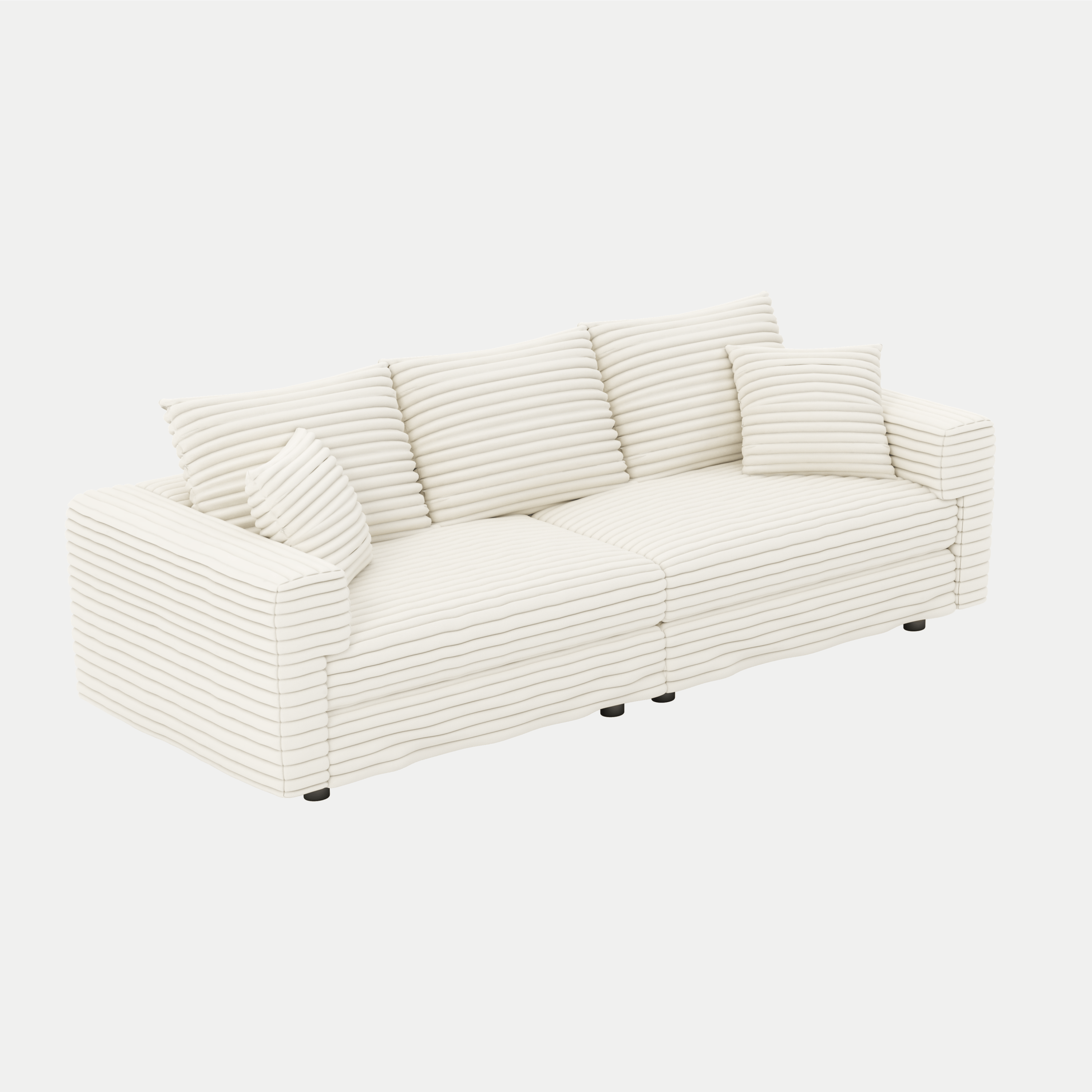 82.7 ' Plush Corduroy 3-Seat Sofa, Modern Comfy Upholstered Sofa Cloud Couch, Deep Seat Couches with Soft Pillows and 1 Ottomans, Convertible Sofa Lounge Chair, for Living Room,Apartment,Office,Beige