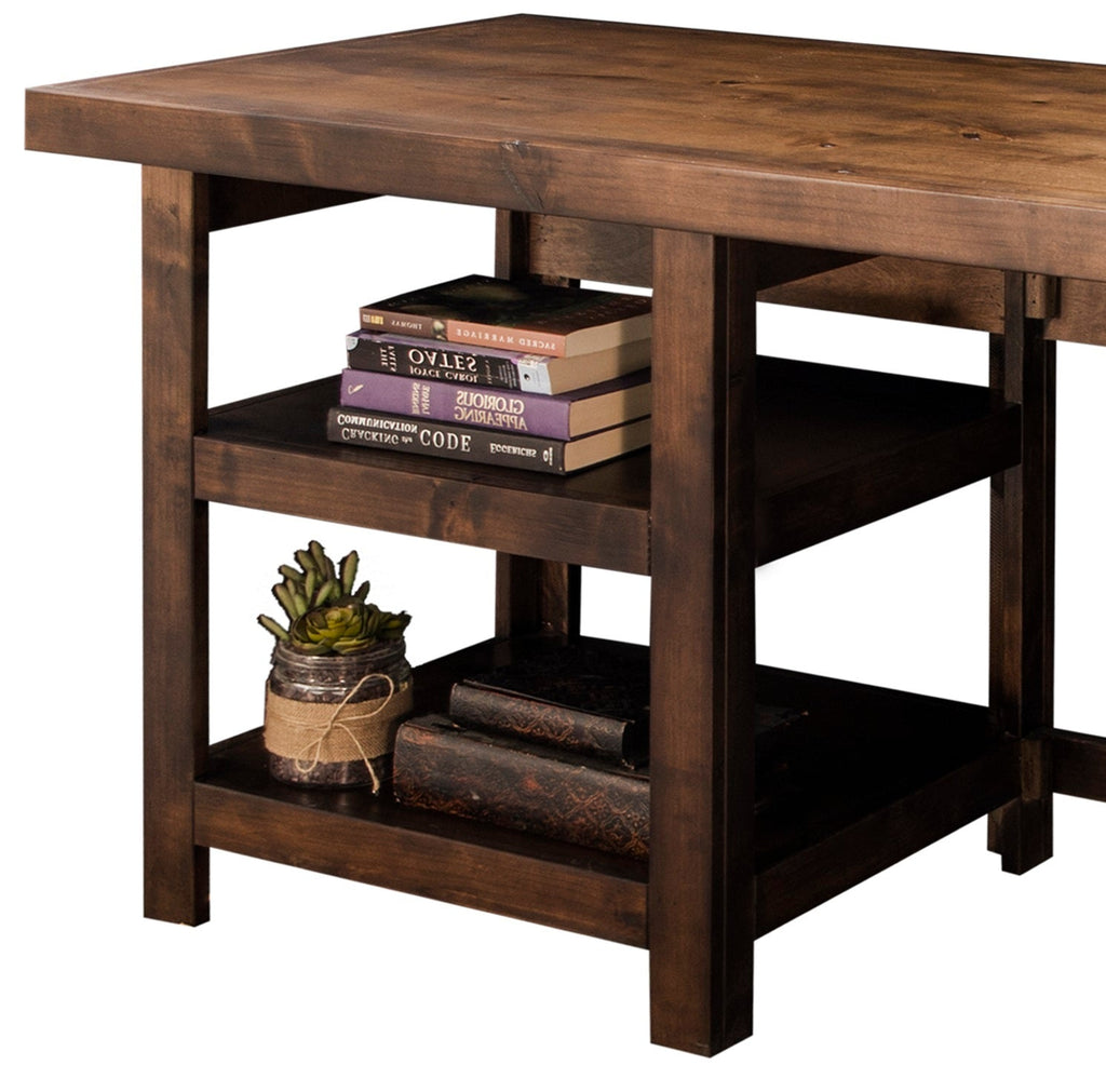 60 inch Workstation Desk, No Assembly Required, Whiskey Finish