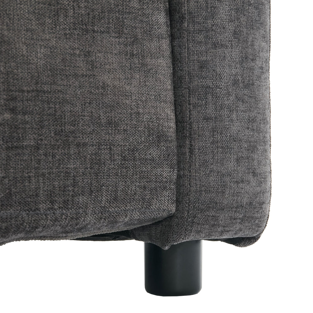Cozy Upholstered Oversized 3-Seater Cloud Sofa with Double Cushion in Grey Chenille