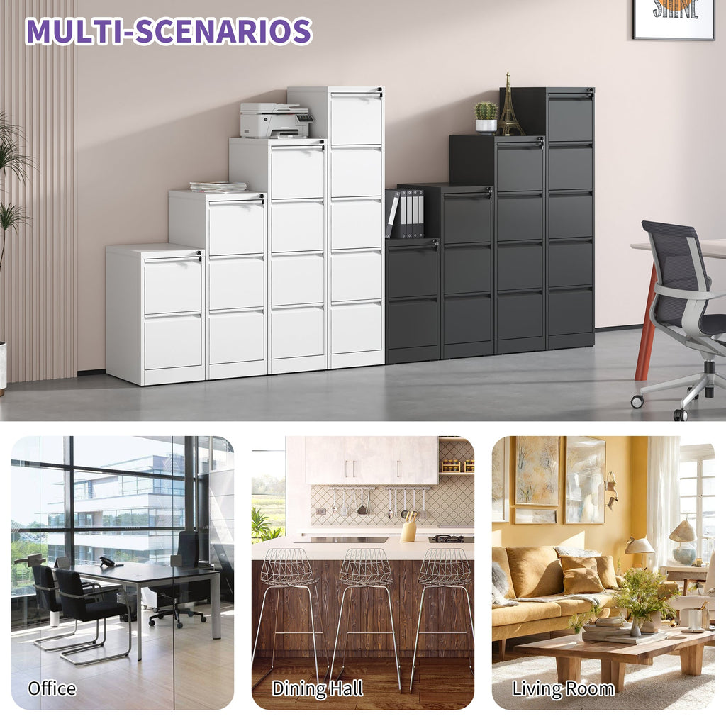 SteelCraft 3 Drawer Metal Vertical File Cabinet with Lock, Black, Steel, 15.16x17.72x40.39 inches