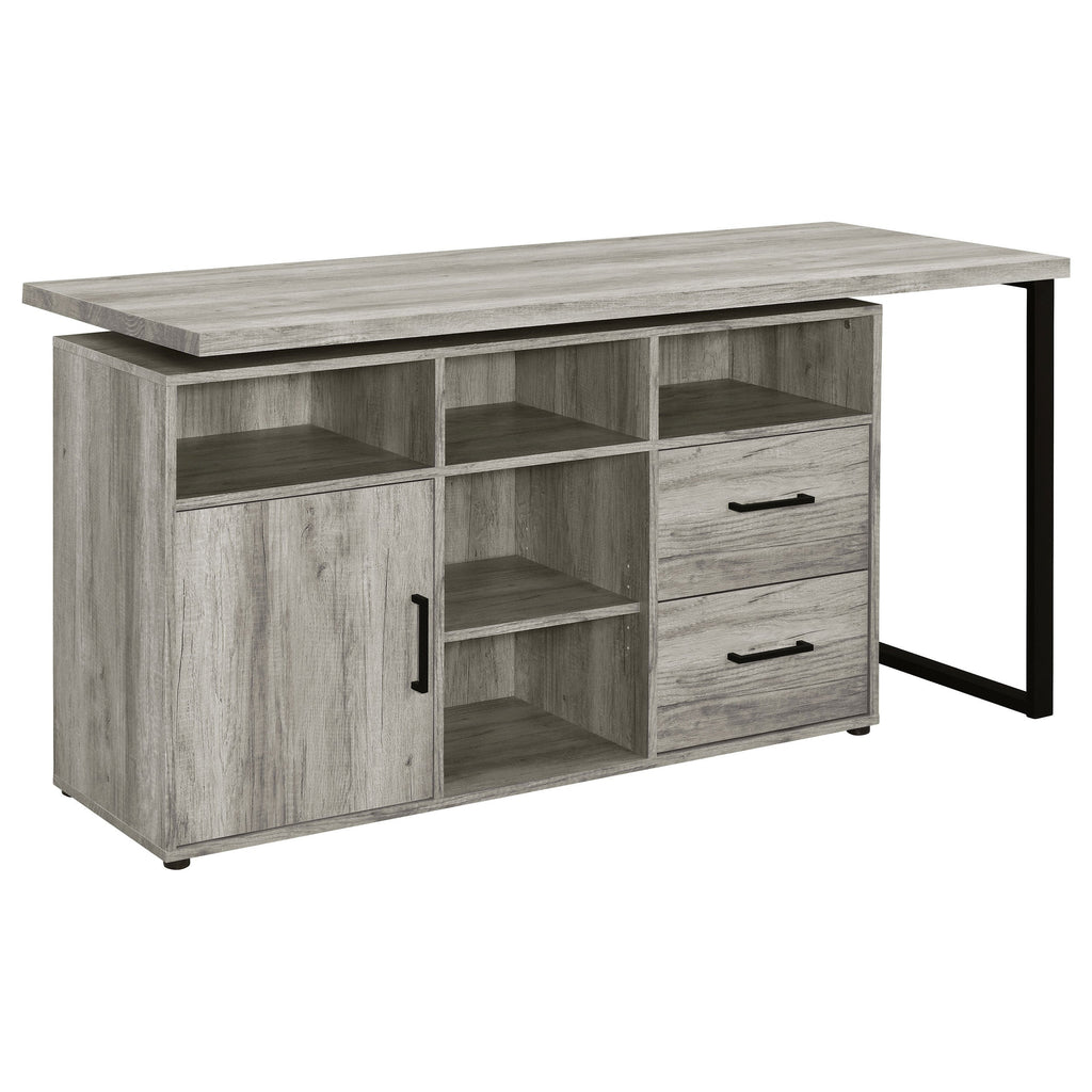 Corrado Grey Driftwood L-shape Office Desk with Storage