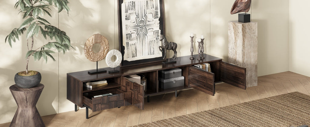 78 ' Mid Century Modern TV Stand for 65+ Inch TVs, TV Console with Storage Cabinets for Living Room, Entertainment Center Storage