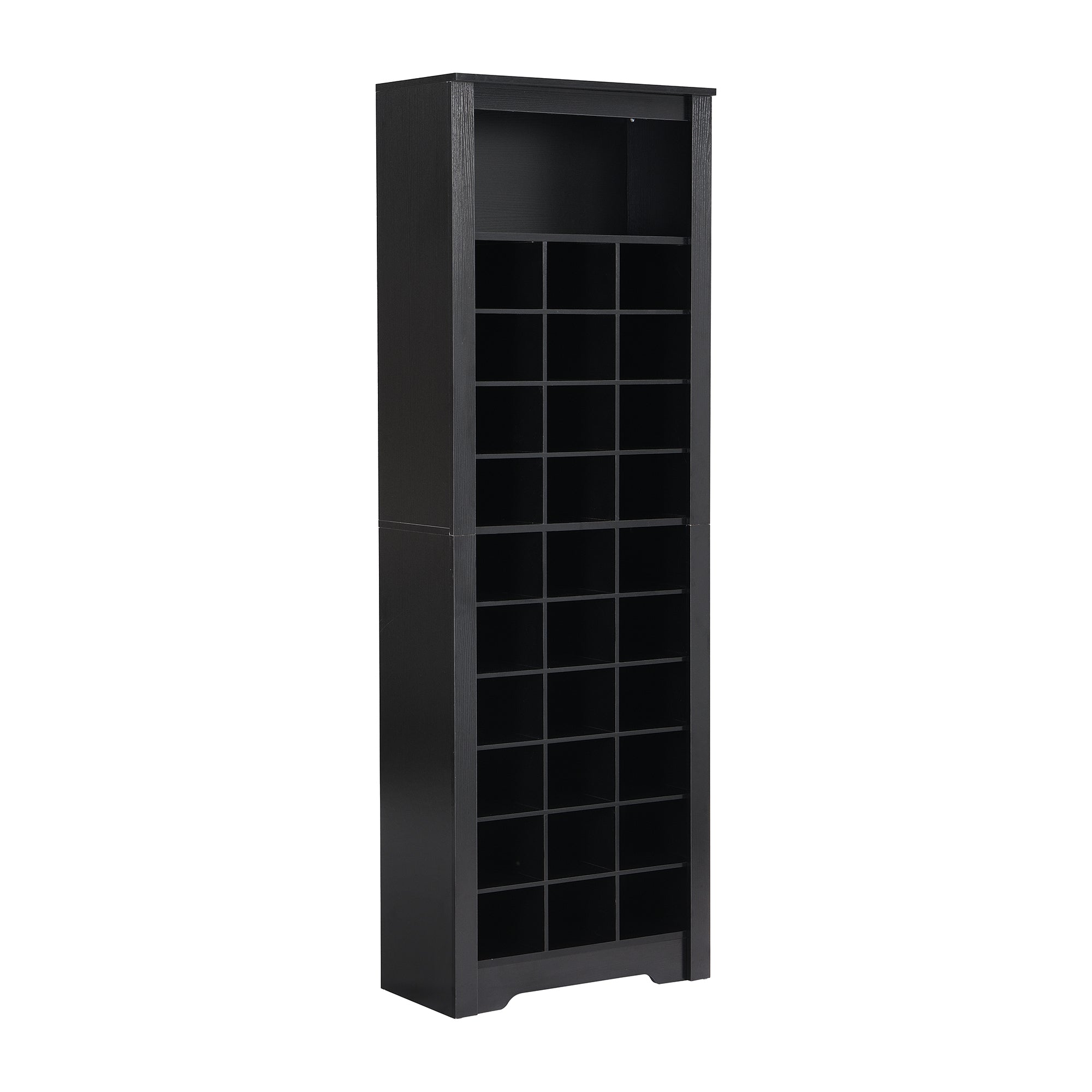 ON-TREND Stylish Design 30 Shoe Cubby Console, Contemporary Shoe Cabinet with Multiple Storage Capacity, Free Standing Tall Cabinet with Versatile Use for Hallway,  Bedroom, Black