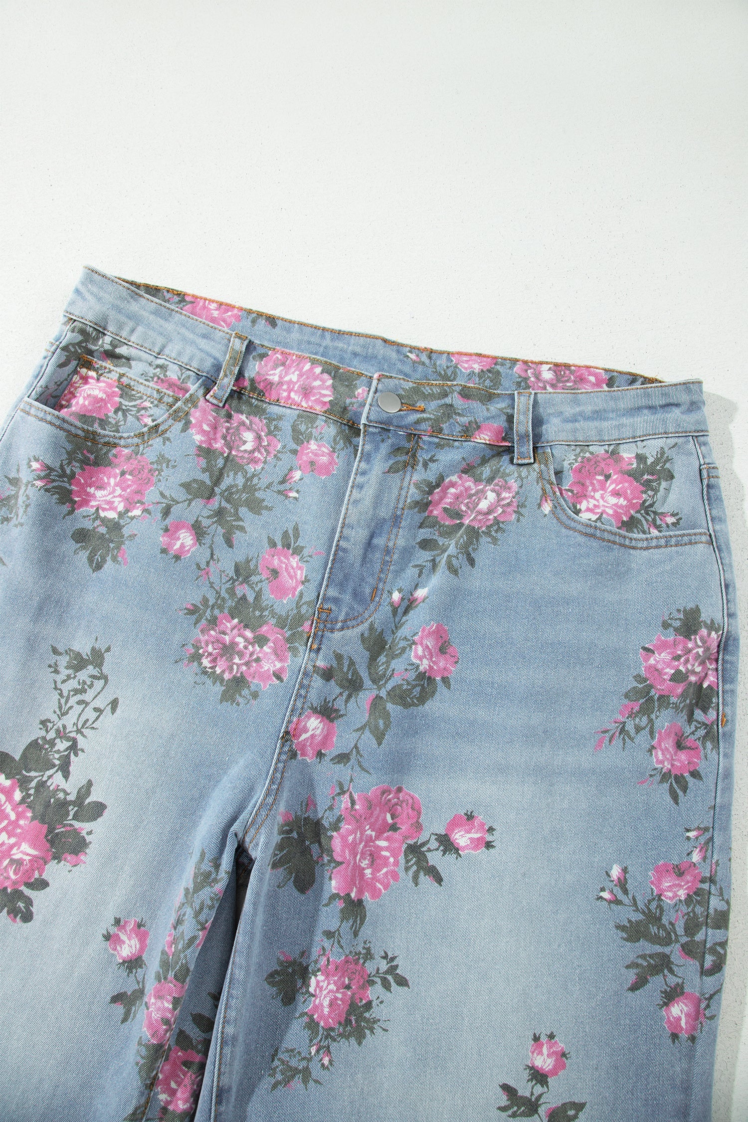 Plus Size Floral Ankle Length Loose Jeans