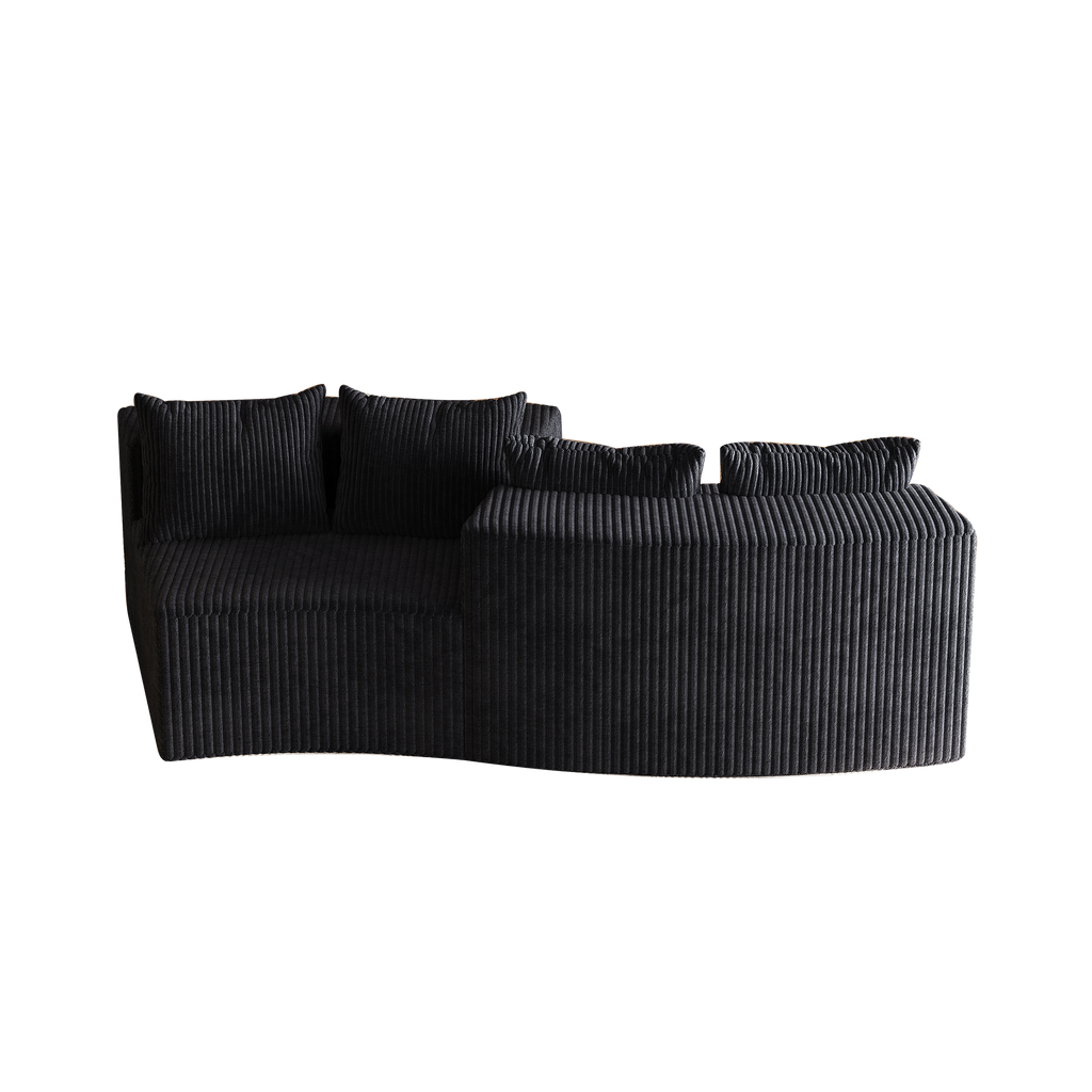 Corduroy curved sectional sofa with four pillows,Curved Symmetrical Modular Semi Circular Sofa Sectional for bedroom, living room, office for leisure or nap, reading room, and lobby(Two modules)