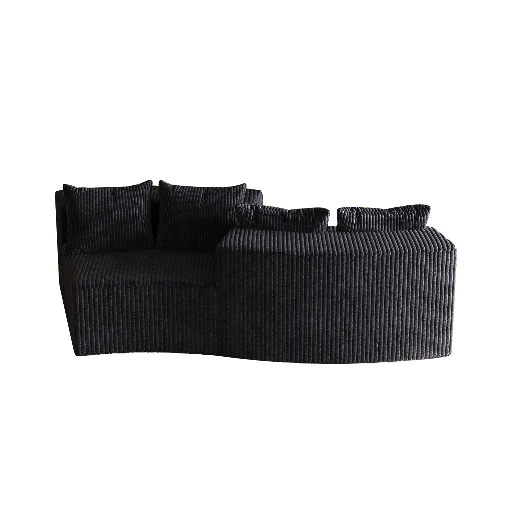Corduroy curved sectional sofa with four pillows,Curved Symmetrical Modular Semi Circular Sofa Sectional for bedroom, living room, office for leisure or nap, reading room, and lobby(Two modules)