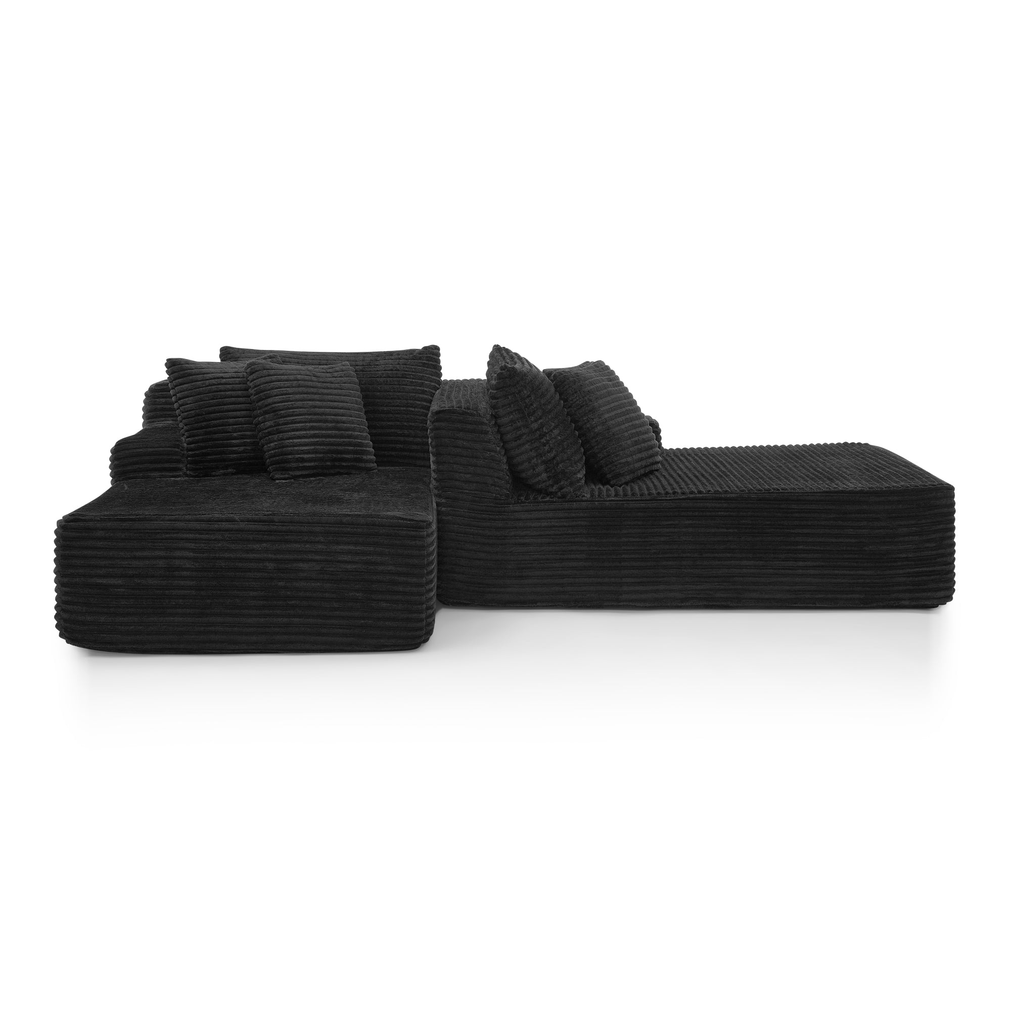 Two-seater lazy sofa lounge chair,Compressed sofa no assembly required, made of velvet fabric, fluffy modern  lounge chair, used for indoor living rooms and bedrooms-Black