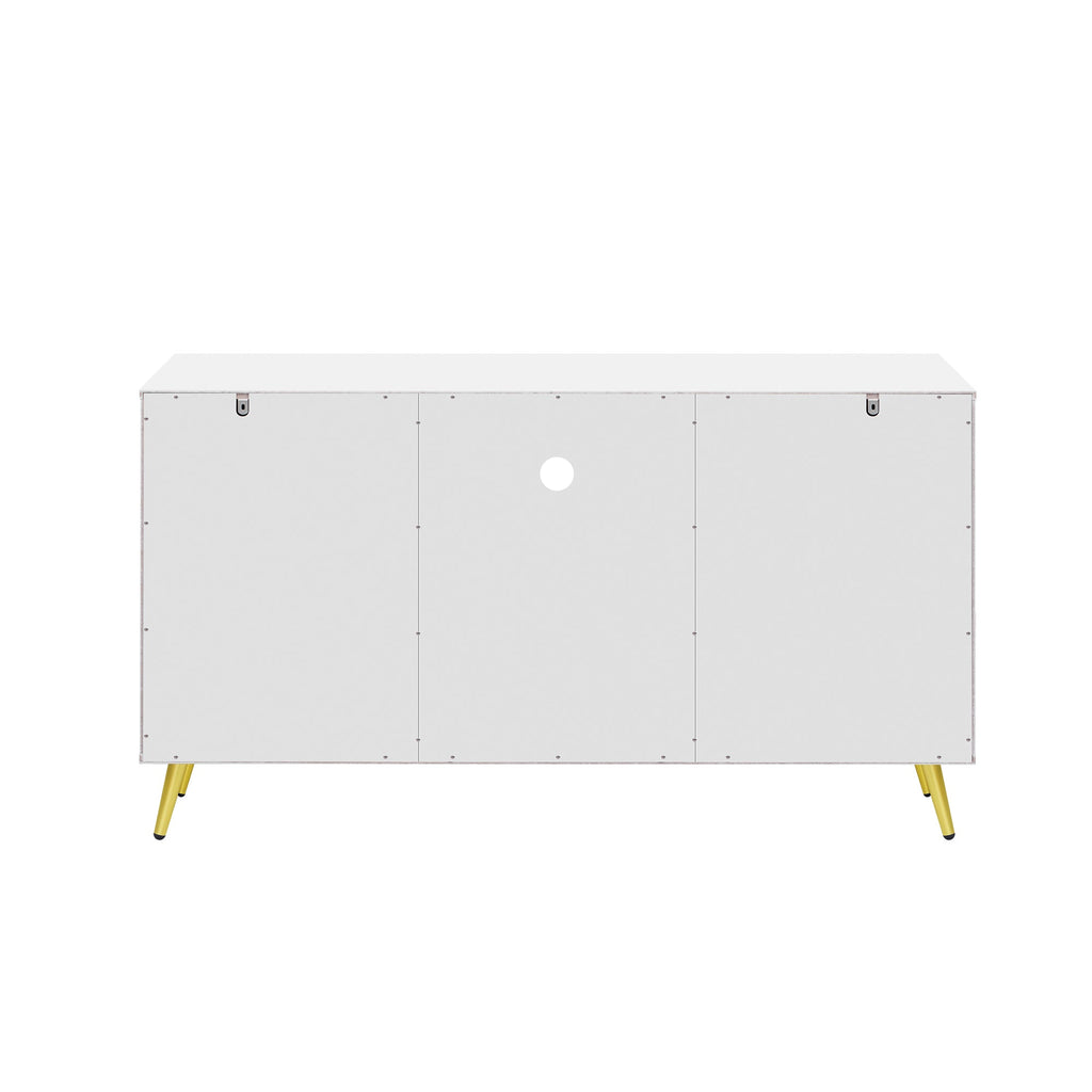 U-Can Modern TV Stand for TVs up to 55 Inches, Entertainment Center Media Console,Adjustable Shelf, Metal Legs, Handles and Anti-tip Device for Living room