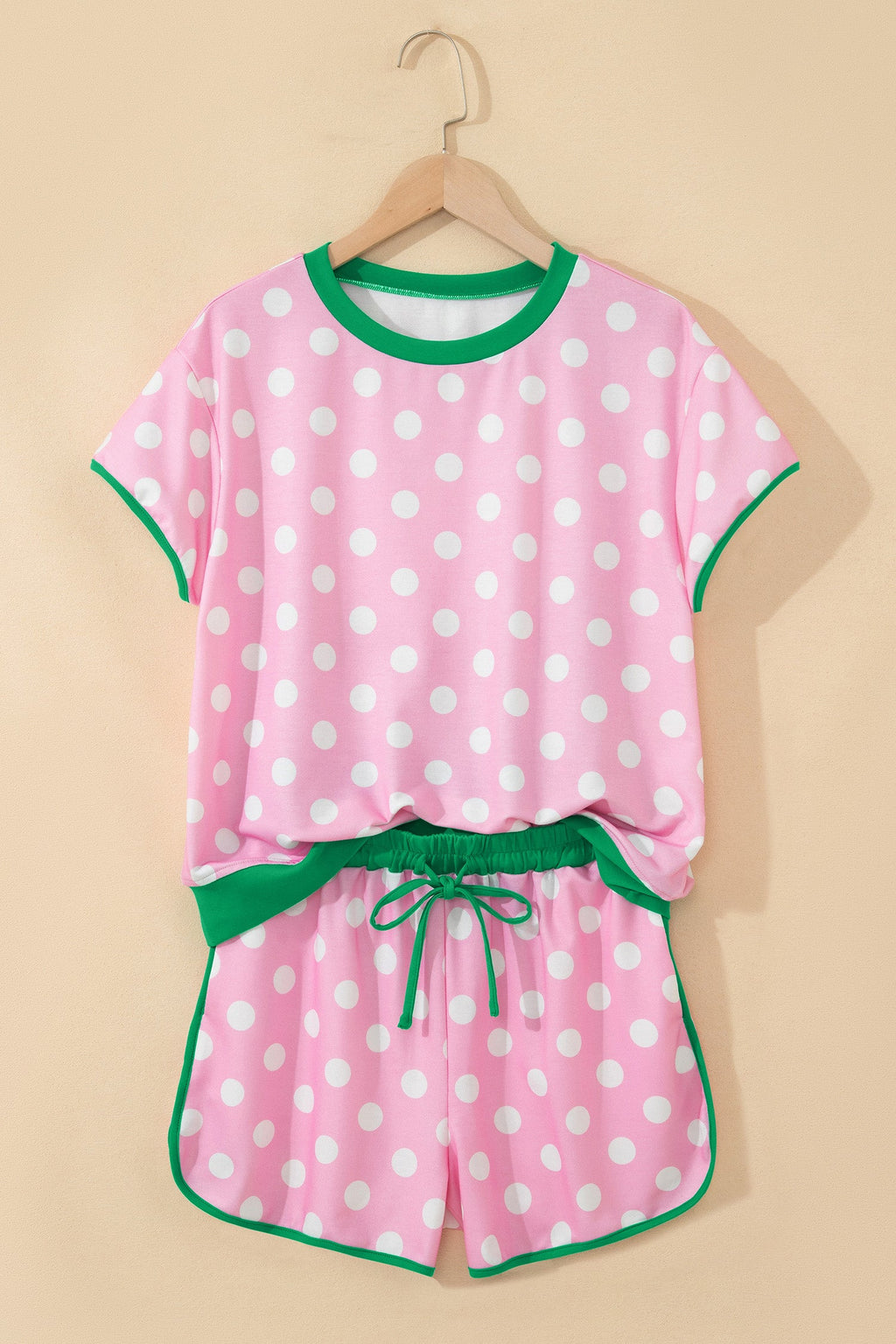 Polka Dot Contrast Trim Top & Short Set