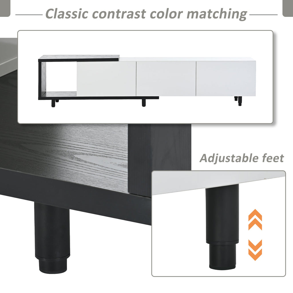 U-Can  70.1''-100'' Modern Stylish ExtendableTV Stand  TV Cabinet for 80+inch TV, Black+White (Old SKU: WF299723AAK)