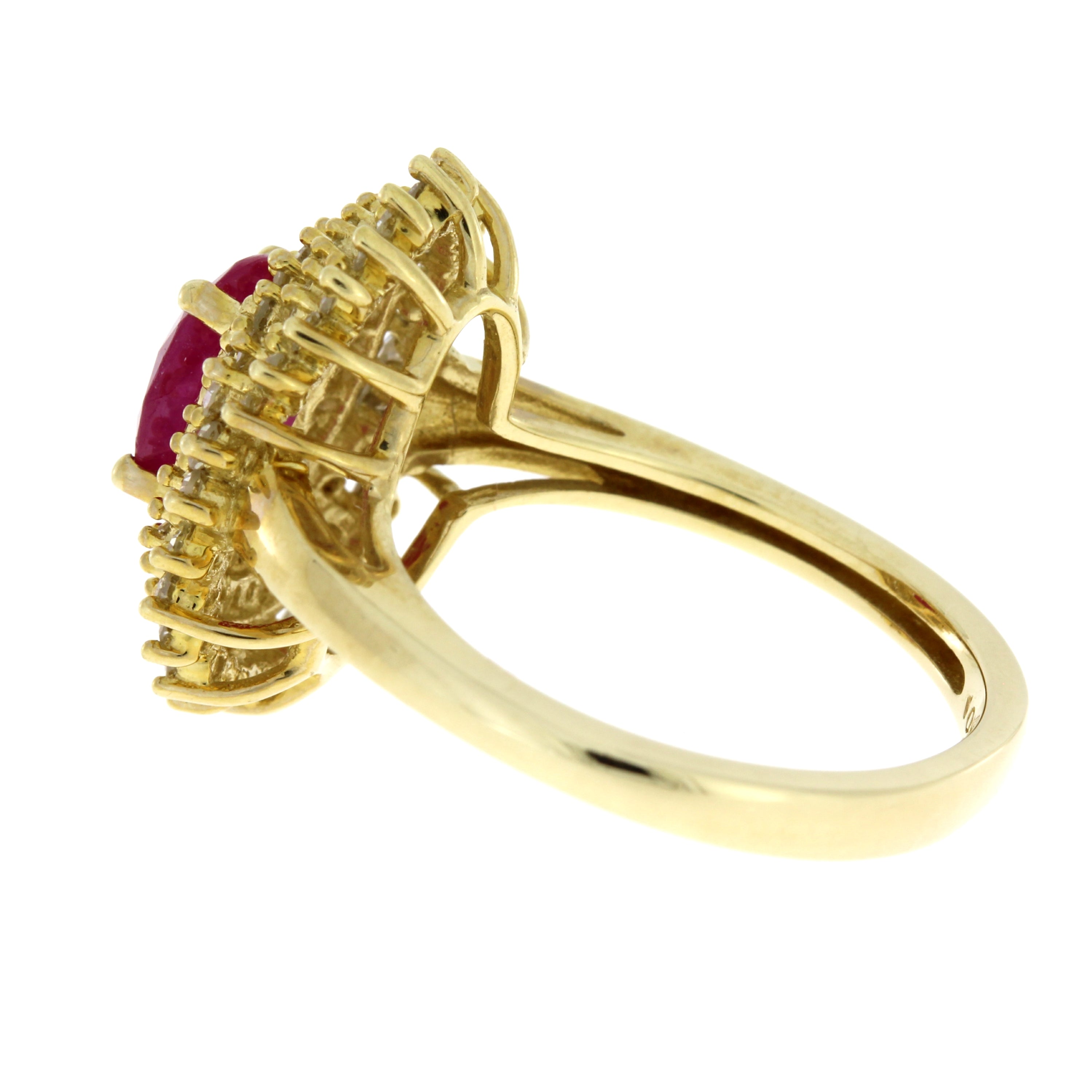 Genuine 2.05ct Ruby Diamond Ring 10KT Yellow Gold