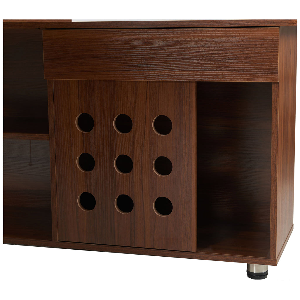 55.1''L, Walnut Home Office L-Shaped Executive Desk , Height Adjustable Desk with Storage Drawers and Cabinet