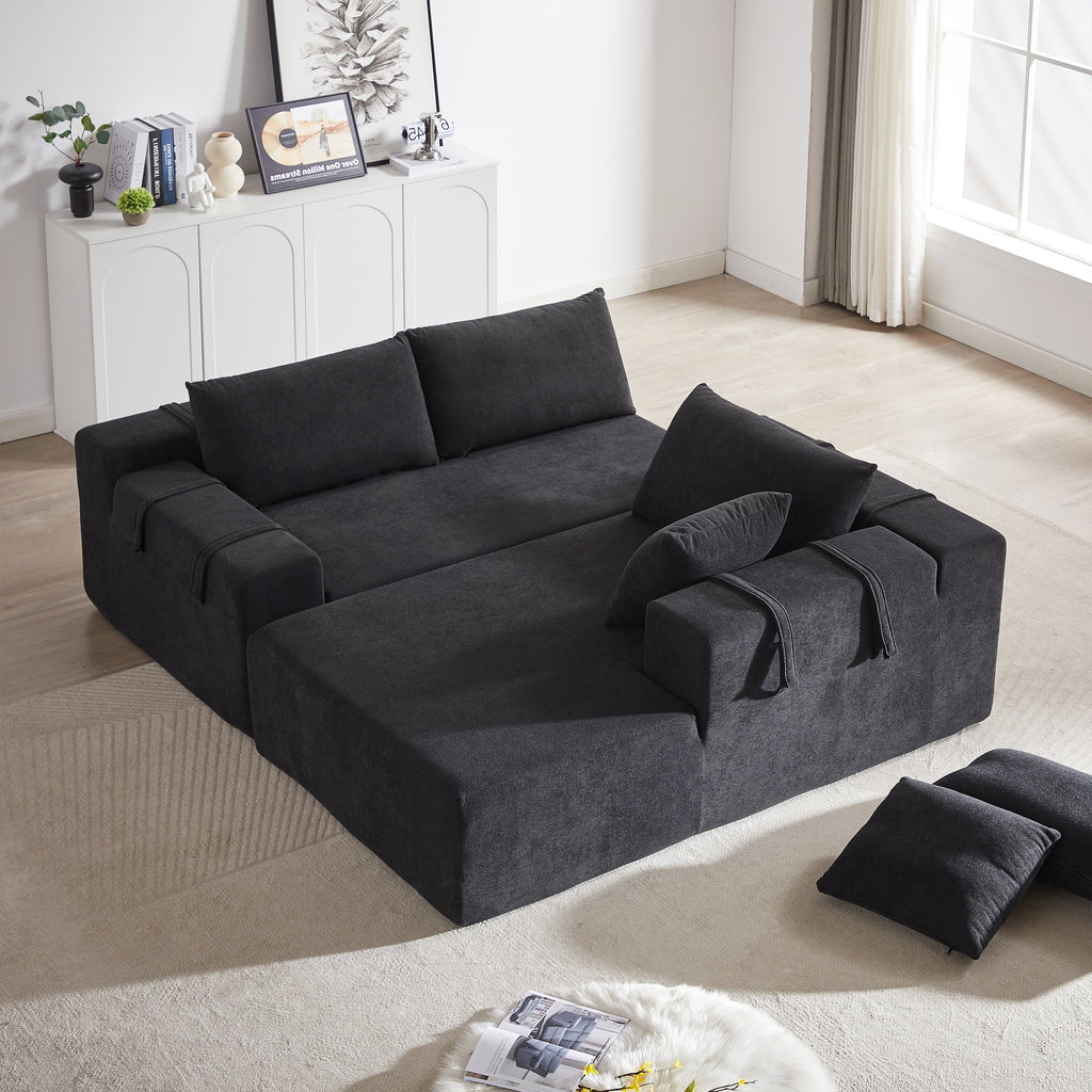 Modern Chenille Upholstered Sectional Sofa Couch Set,Modular 108' L Shaped Sectional Living Room Sofa Set With 6 Pillows,Free Combination Sofa Couch for Living Room,Bedroom(Right Chaise)W834P240010