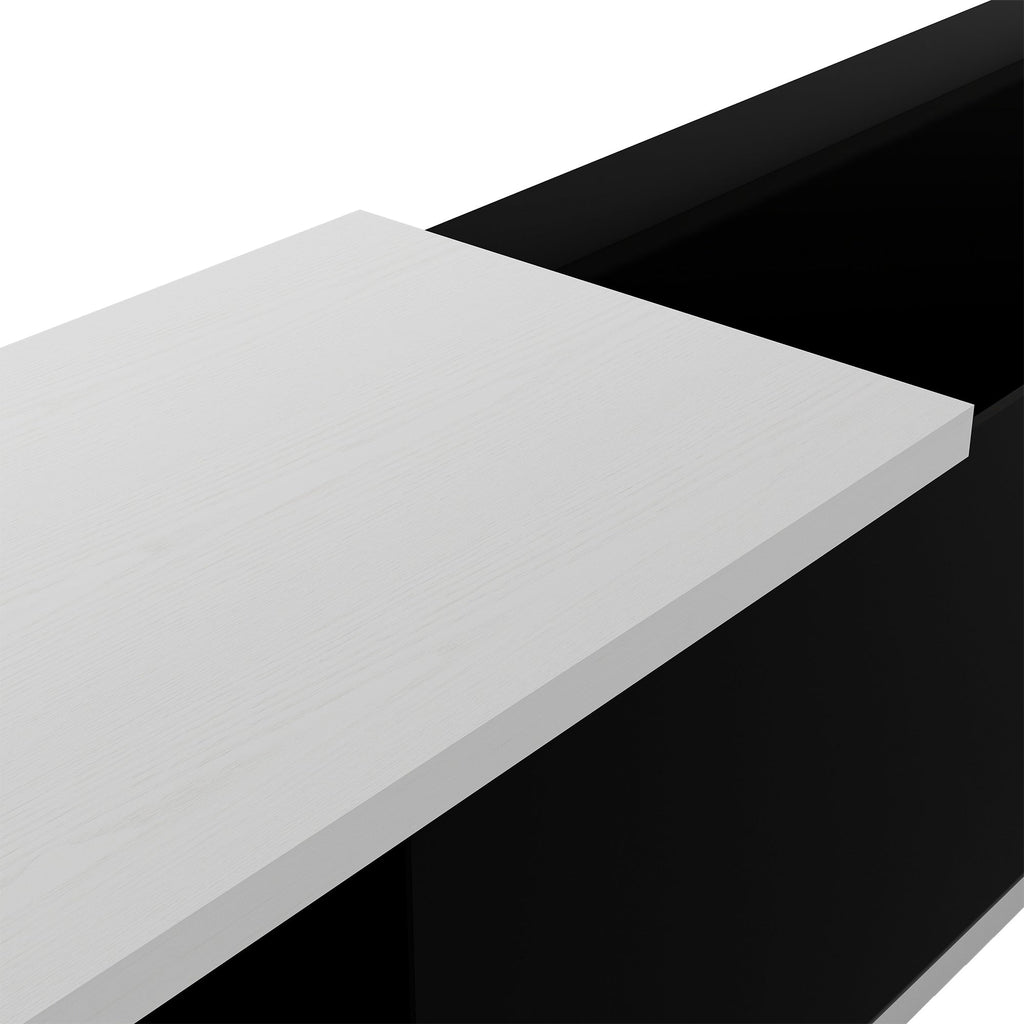 U-Can 70.1''-100'' Modern Stylish  TV Stand  TV Cabinet for 80+inch TV, White+Black, (Old SKU:WF299723AAB)