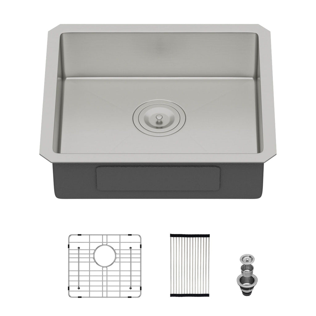 Modern Undermount Stainless Steel Kitchen Sink 16 Gauge, Deep Single Bowl