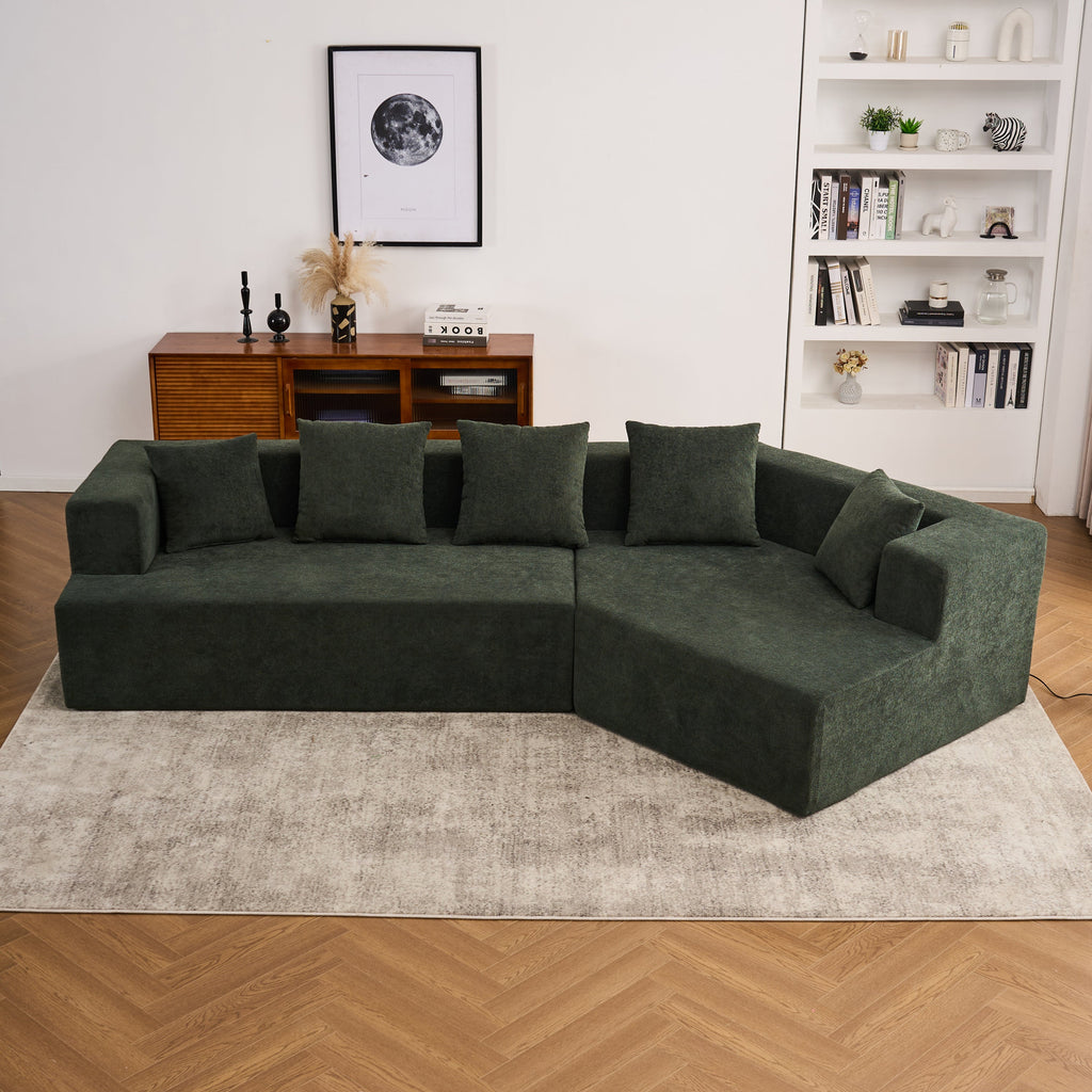 Memory Foam Couch, No Installation & Easy to Transport, Deep Seat Modern Sofa with Chenille Fabric, Couch for Living Room, Bedroom, Apartment, Home Office