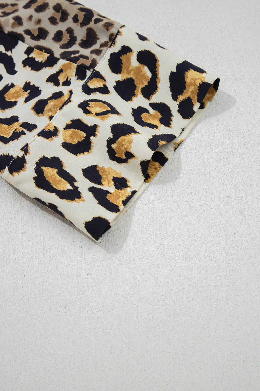 Leopard Patchwork 3/4 Sleeve Buttoned Shirt