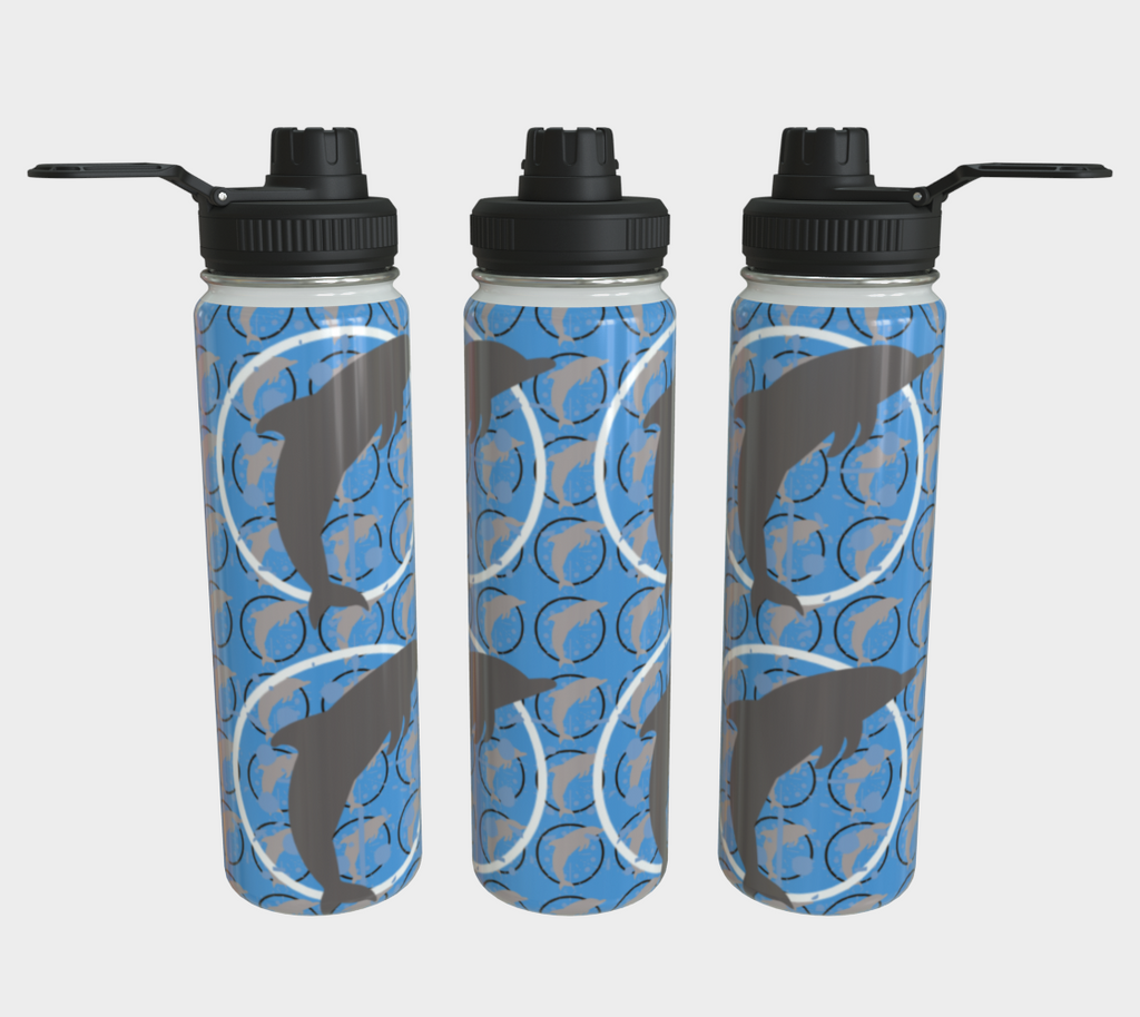 Blue Dancing Dolphins Steel Water Bottle