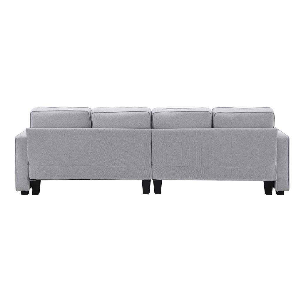 [VIDEO provided] [New] 104' 4-Seater Modern Linen Fabric Sofa with Armrest Pockets and 4 Pillows,Minimalist Style Couch for Living Room, Apartment, Office,3 Colors