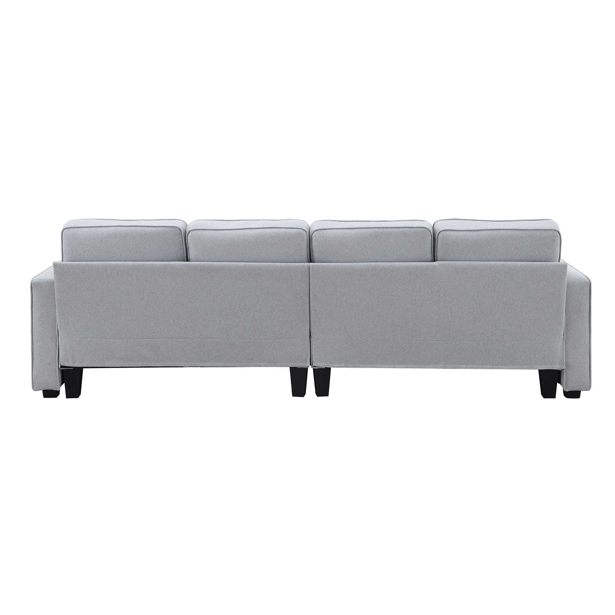 [VIDEO provided] [New] 104' 4-Seater Modern Linen Fabric Sofa with Armrest Pockets and 4 Pillows,Minimalist Style Couch for Living Room, Apartment, Office,3 Colors