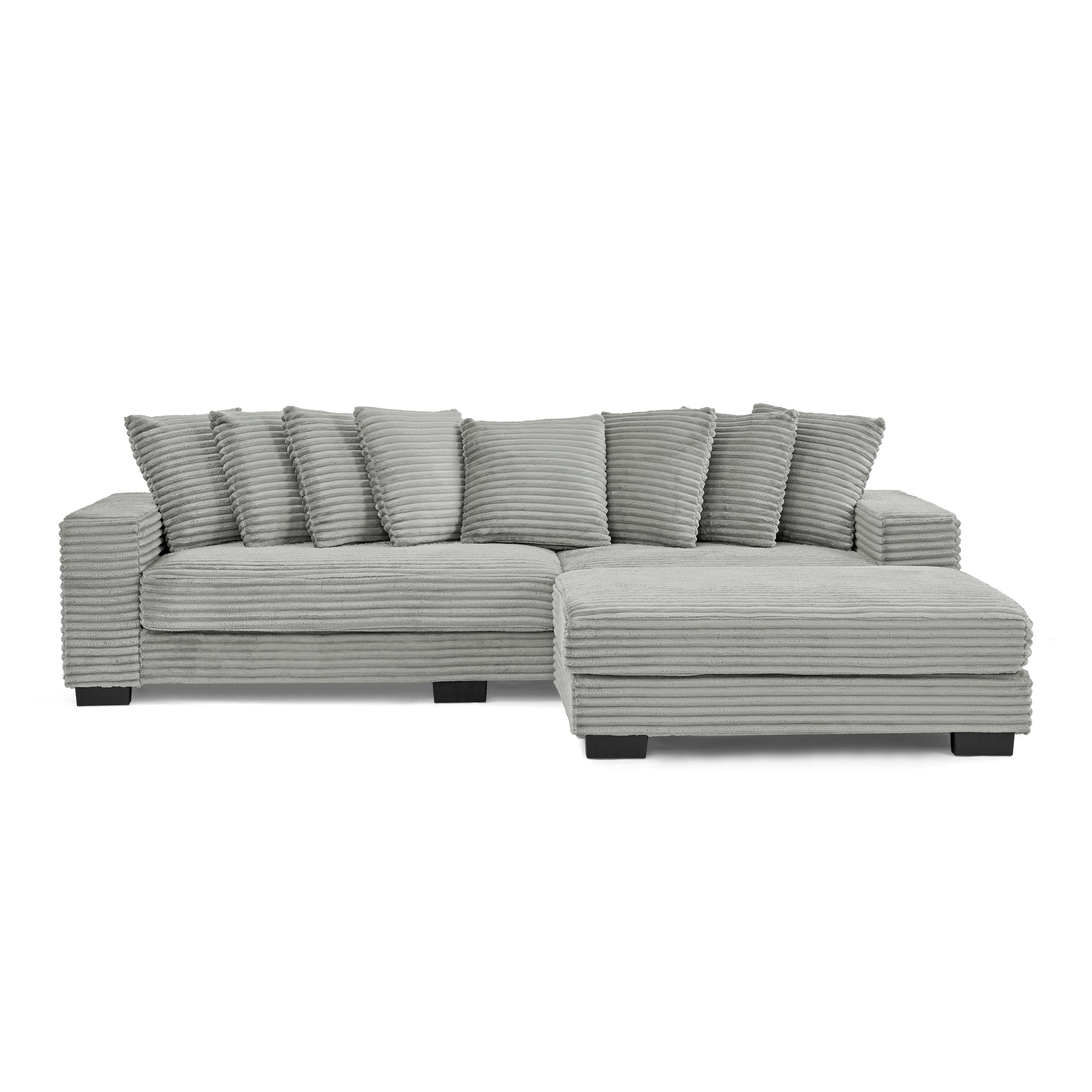 Corduroy Tufted Upholstered Sleeper Sectional Sofa, L-Shaped Modular Convertible Sofa , Can freely change the position of the footrests-Gray(Assembly is required)