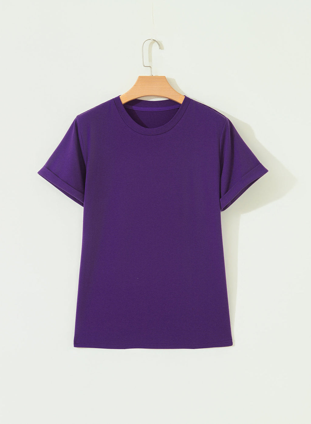 Solid Short Sleeve Crew Neck Tee