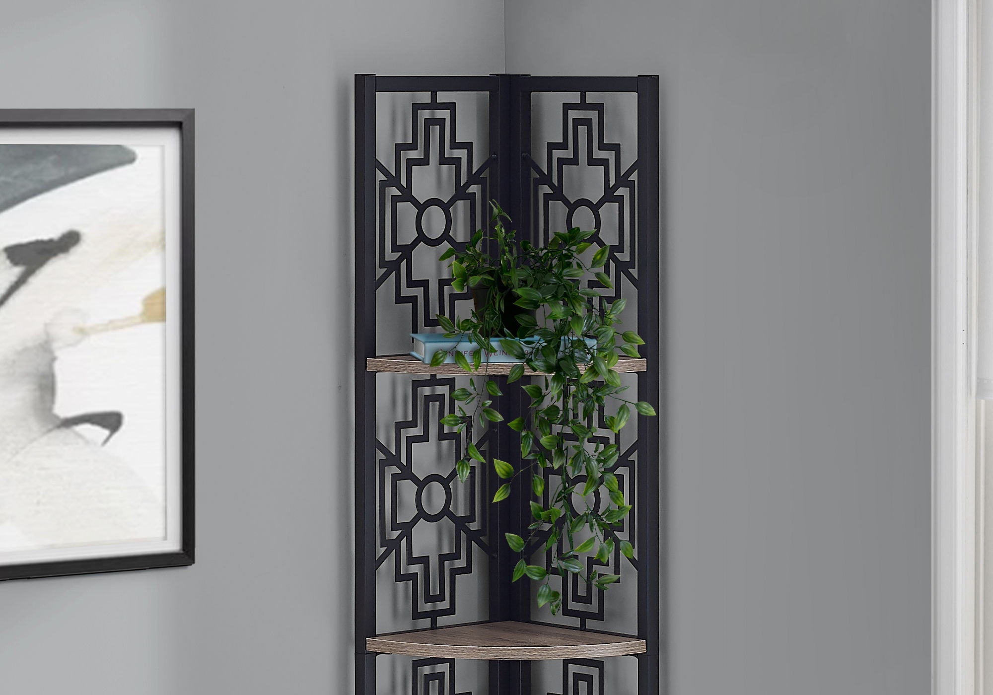 Bookshelf, Bookcase, Etagere, 4 Tier Corner, For Office, Transitional