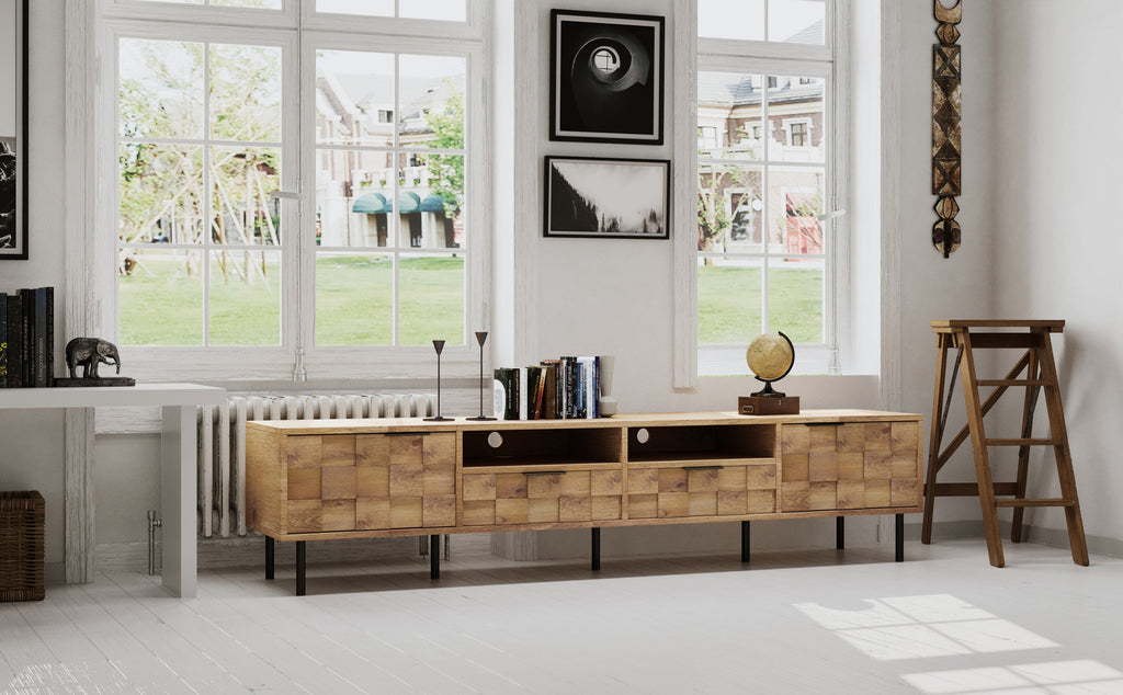 Mid Century TV Stand with 2 Drawers, Media Console Table for TVs up to 85'', Entertainment Center with Storage for Living room, Bedroom, Home Theatre