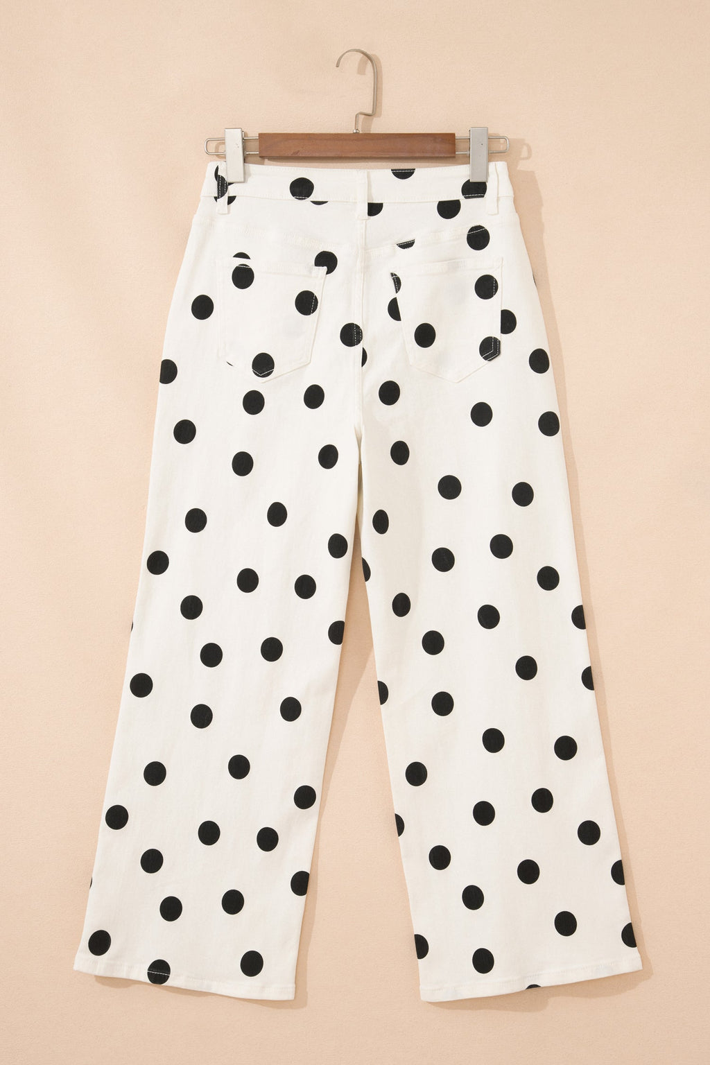 Polka Dot Wide Leg Ankle Length Jeans
