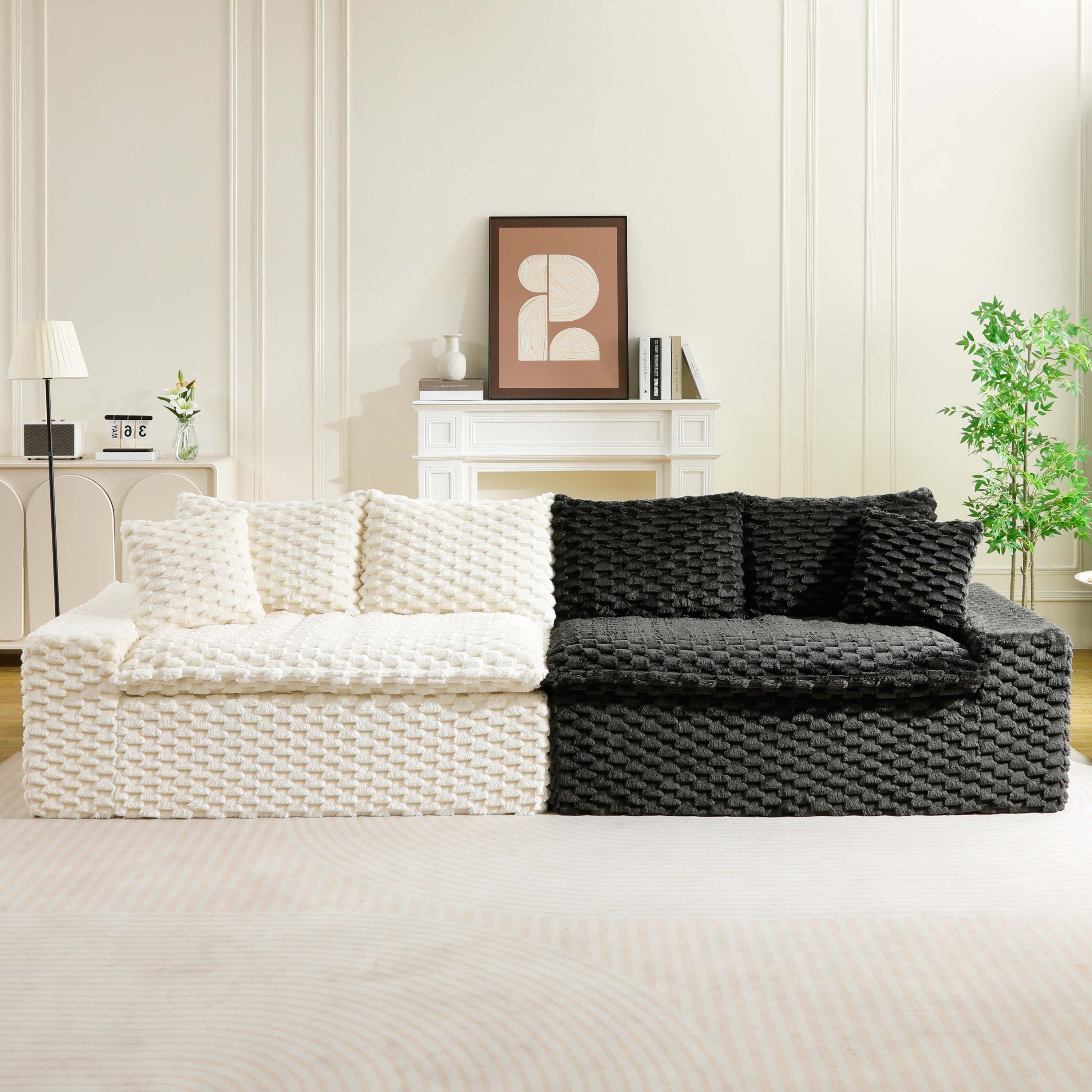 Luxury Color-Block Turtle Velvet Multifunctional Sofa - Arrangeable in Single Row, Side-by-Side or Facing Each Other, Stylish Living Room Furniture for Cozy Home Decor