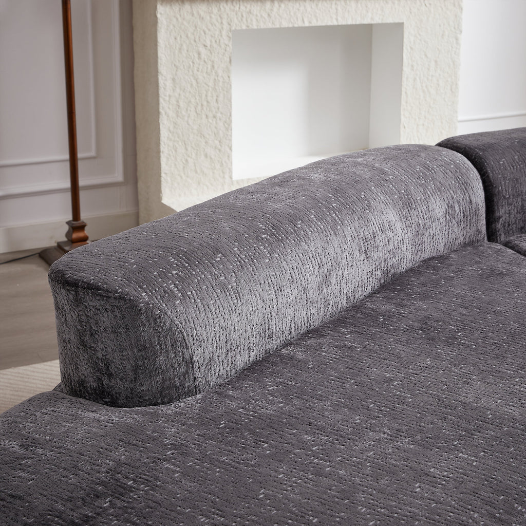 Modern Upholstered Oversized Sectional Sofa, 114-Inch Chenille 4-Seater Extra Deep & Wide Seat Curved Cloud Couch with 4 Throw Pillows, Free Combination Sofa Couch for Living Room,Bedroom