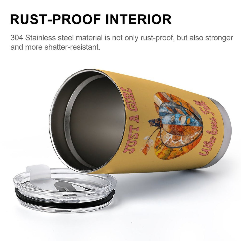 Just a Girl Who Loves Fall Pumpkins 20oz Insulated Stainless Steel Cup with Lid