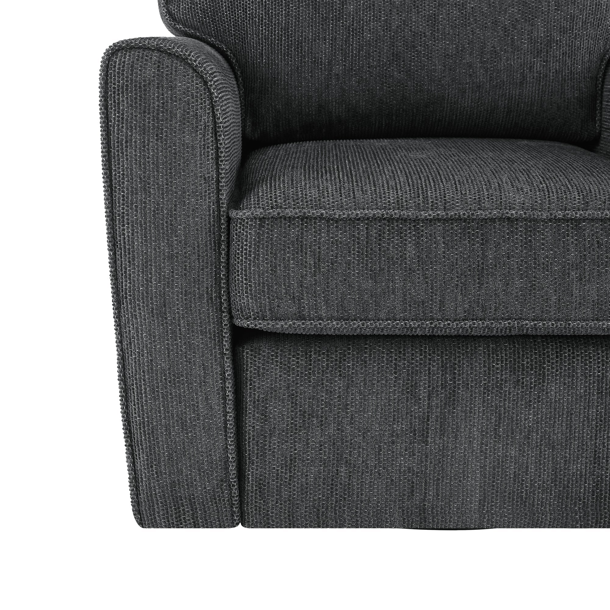 360° Swivel Chair Accent Barrel Armchair with Side Pockets, Grey Chenille, Compact Design for Living Room, Bedroom, Office