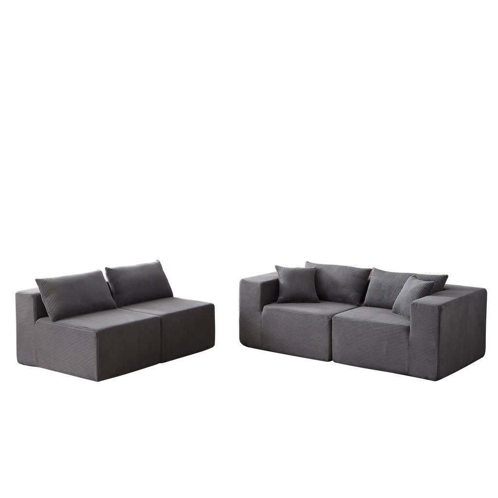 104-Inch Corduroy Modular L Shaped Sectional Sofa,Luxury Floor Couch Set,Upholstered Indoor Furniture,Foam-Filled Compressed Sofa for Living Room,Bedroom,4 PC Free Combination