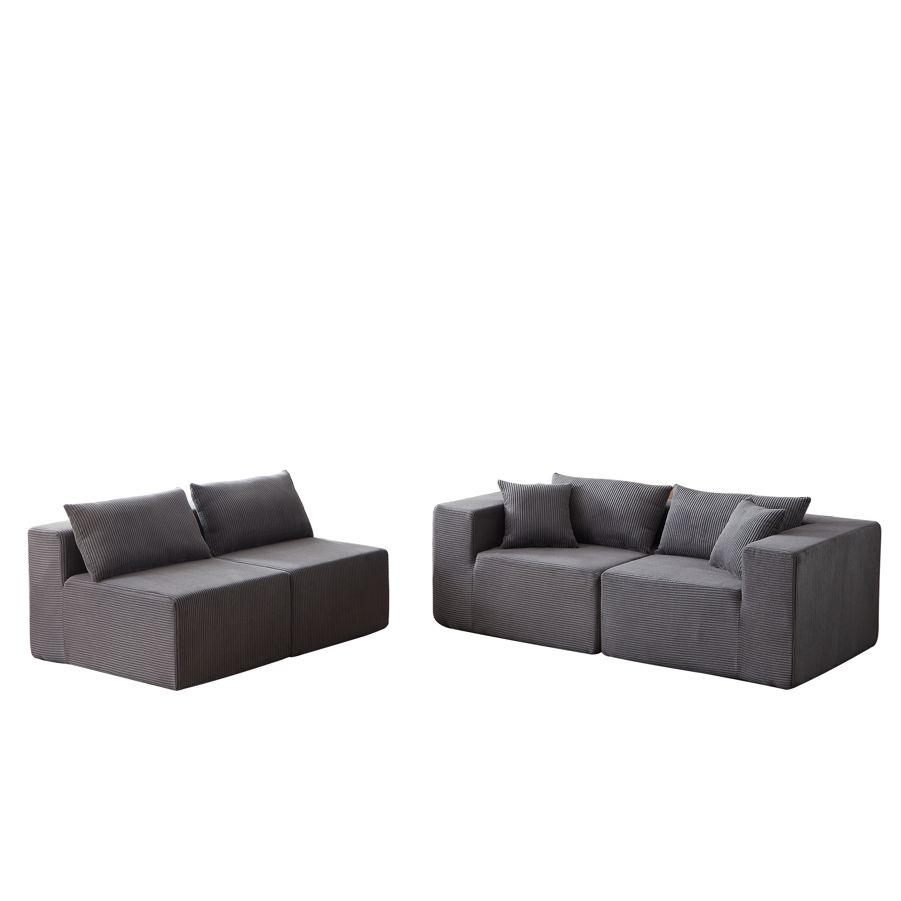 104-Inch Corduroy Modular L Shaped Sectional Sofa,Luxury Floor Couch Set,Upholstered Indoor Furniture,Foam-Filled Compressed Sofa for Living Room,Bedroom,4 PC Free Combination