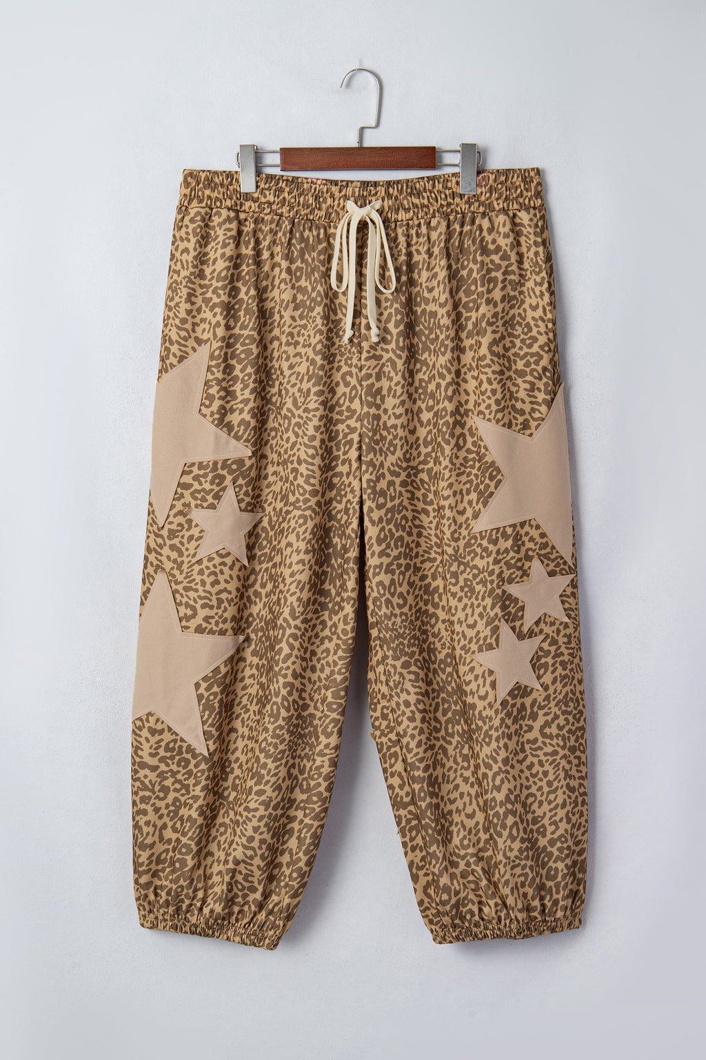 Plus Size Leopard Star Patch Jogger Pants