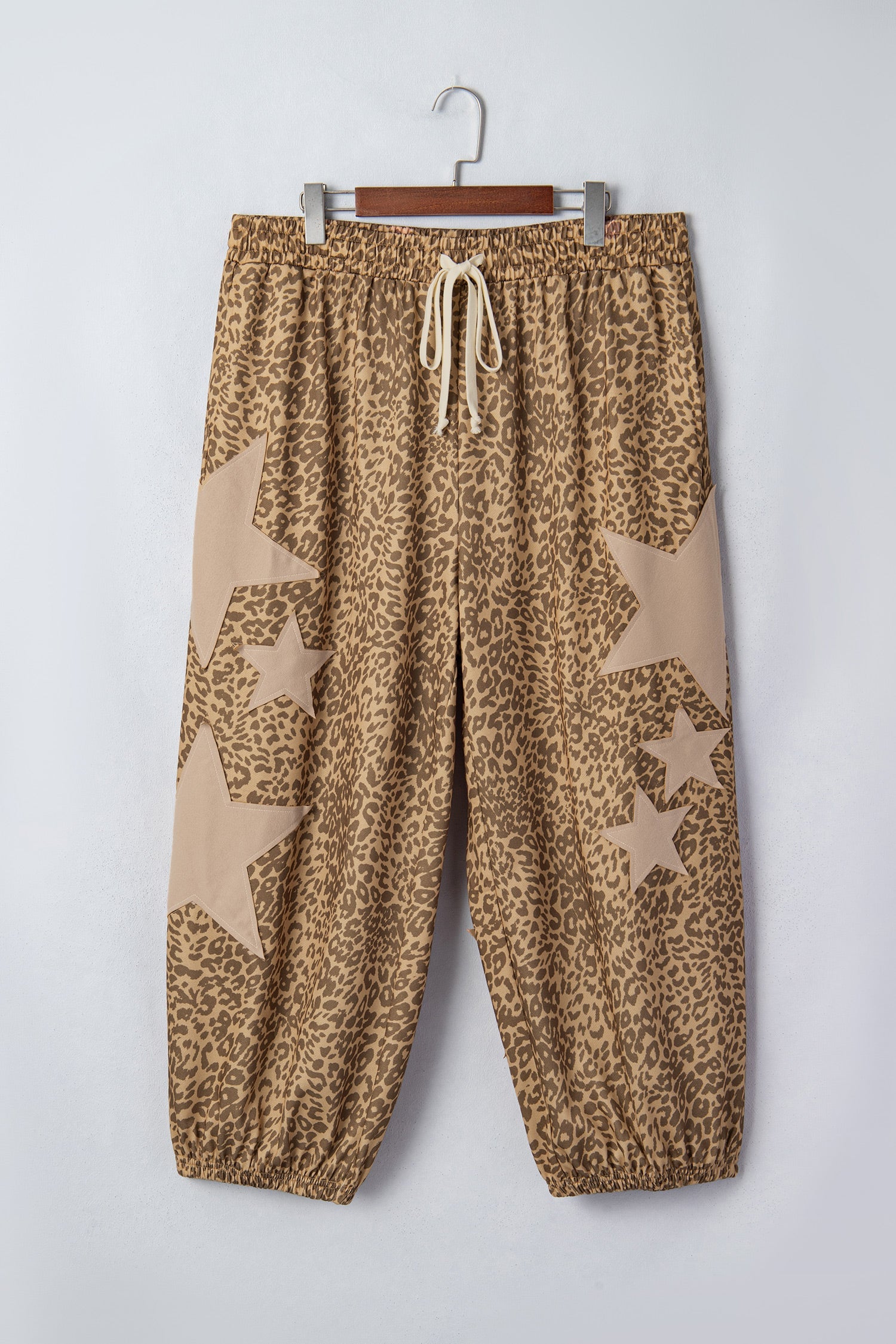 Plus Size Leopard Star Patch Jogger Pants