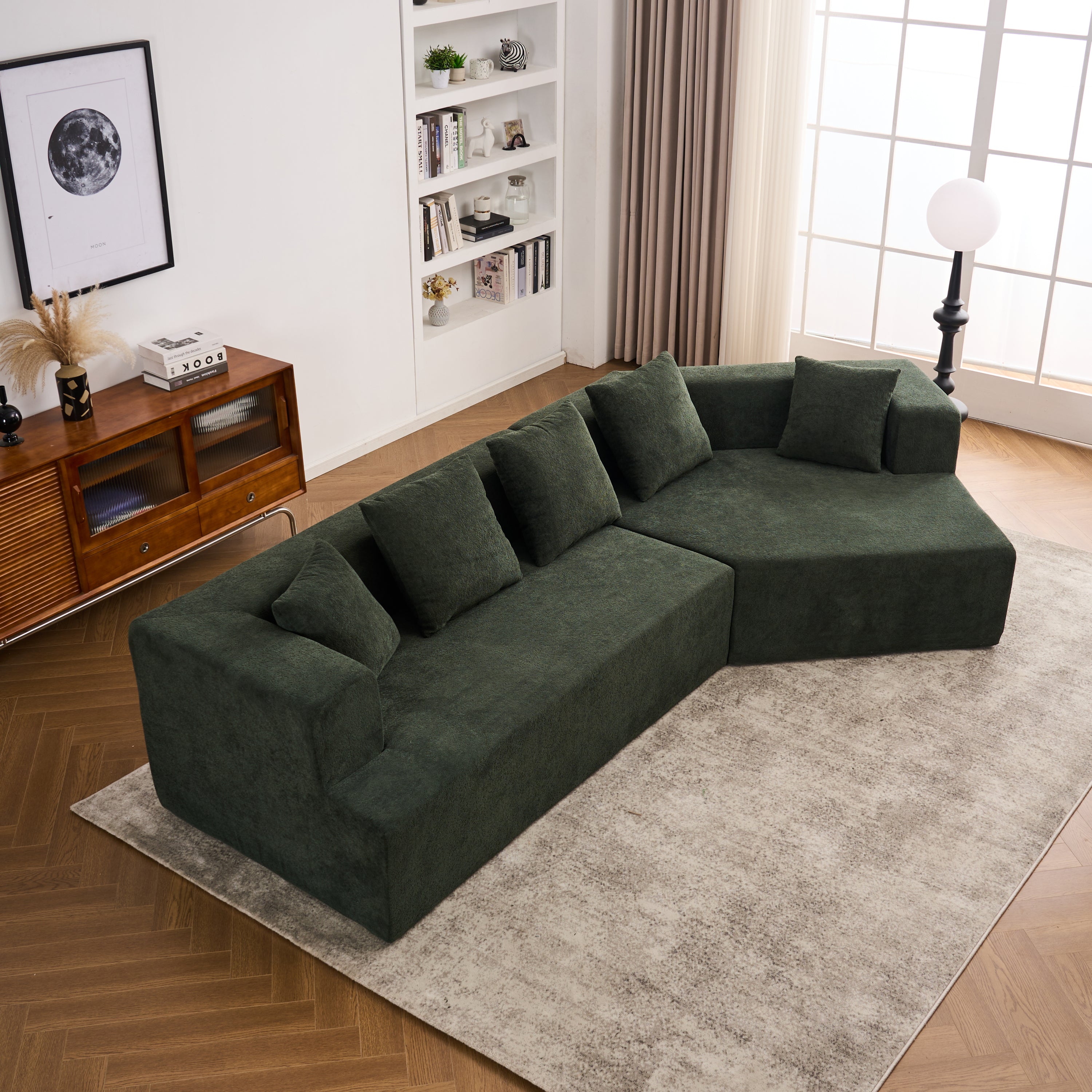 Memory Foam Couch, No Installation & Easy to Transport, Deep Seat Modern Sofa with Chenille Fabric, Couch for Living Room, Bedroom, Apartment, Home Office