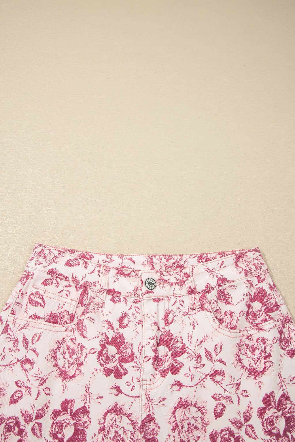 Floral Denim High Waist Pants