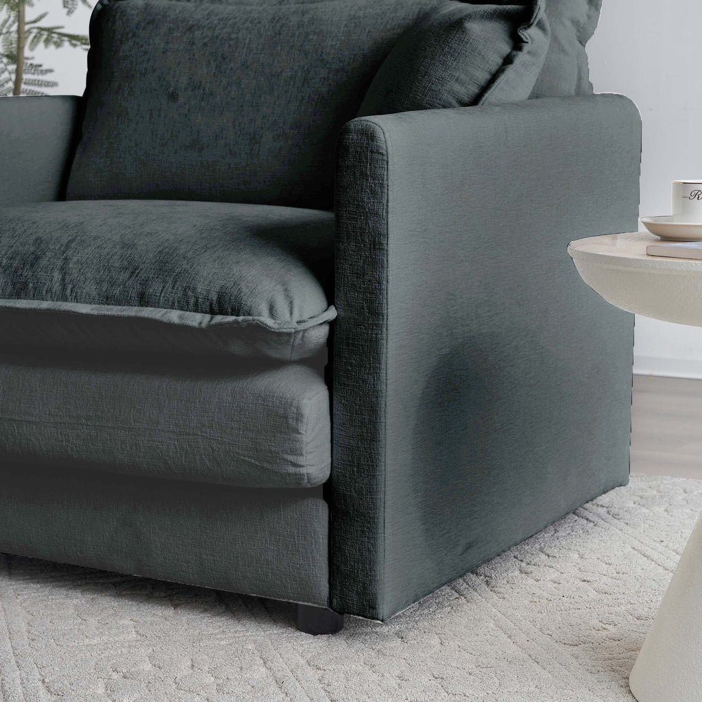 3 Piece Sofa Set with Arm Pillows and Toss Pillows , Sofa Set Include 2- Piece of Arm Chair and One 2-seat Sofa, Space Saving Casual Sofa Set for Living Room, Gray Chenille