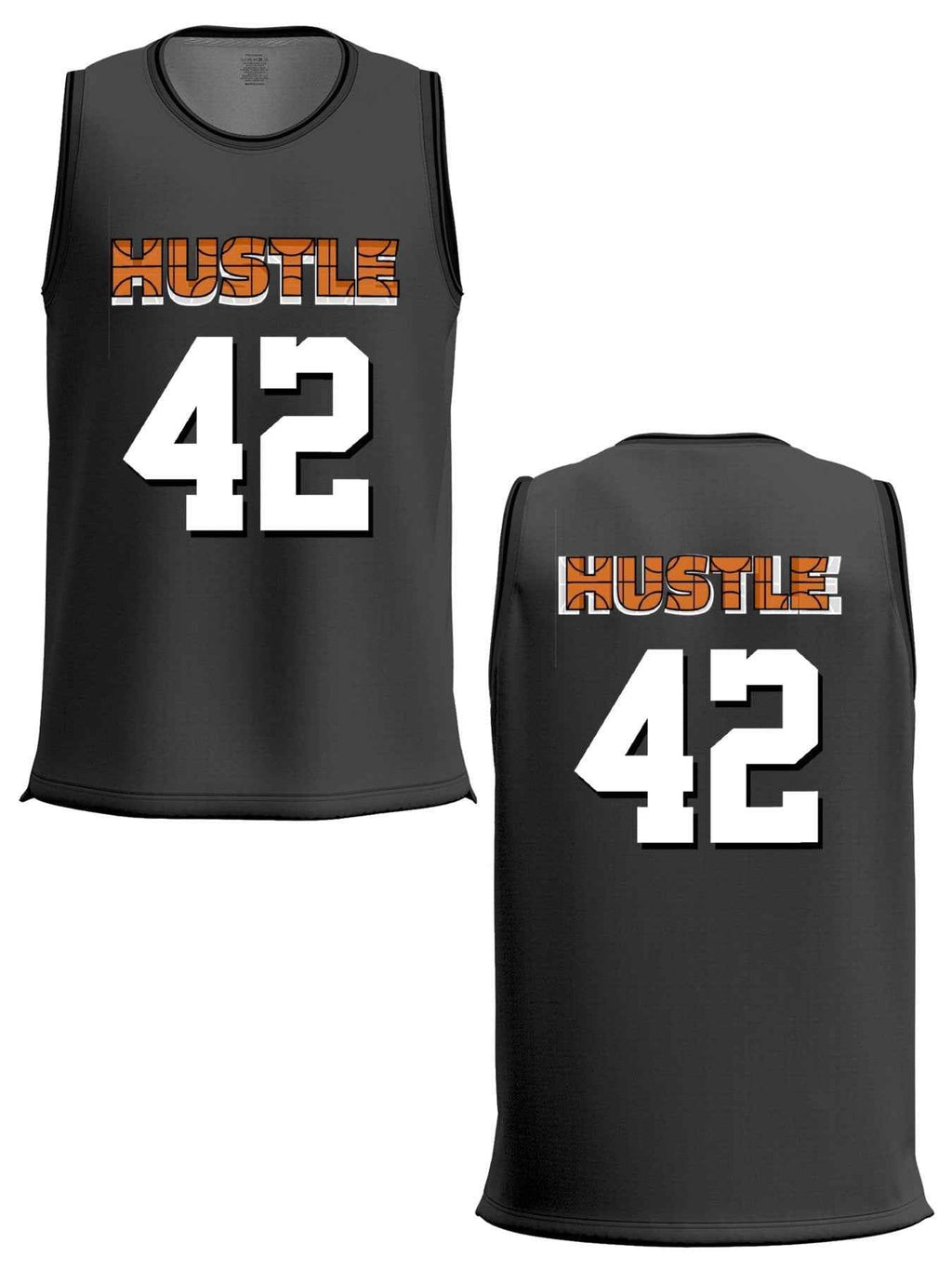 Hustle 42 Adult Dark Grey Basketball Jersey | Ships From USA