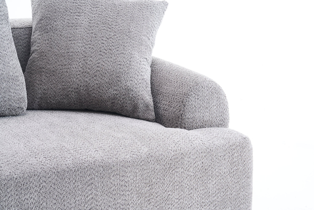 LY-024GY COMPRESSION SOFA: 4-seater combined sofa, Crochet Yarn Fabric, full sponge compression sofa,combined sofa with 4 pillows for home living/ Home Furniture/ Apartment/Office/House